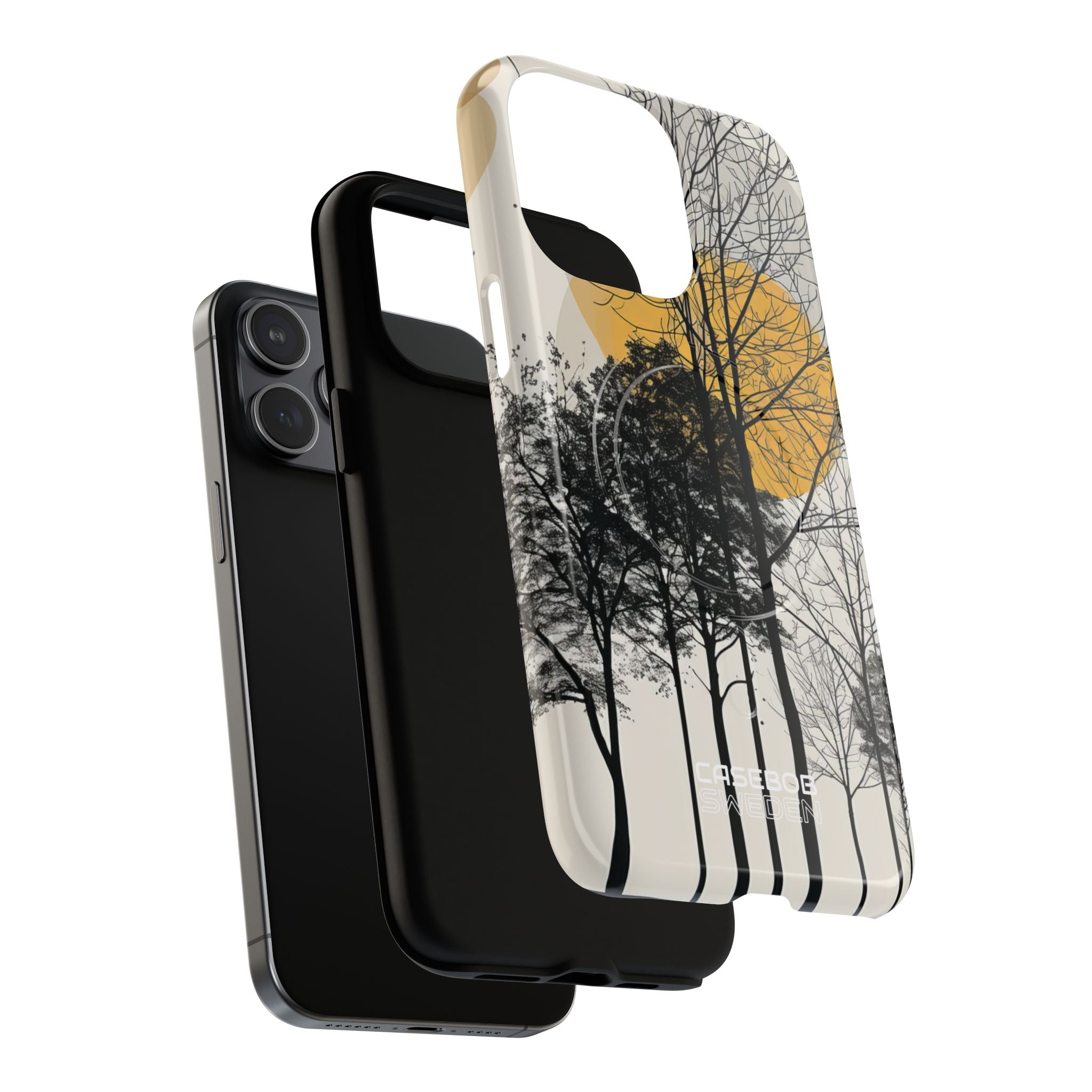 Silhouette della Foresta Dorata iPhone 15 - Tough+