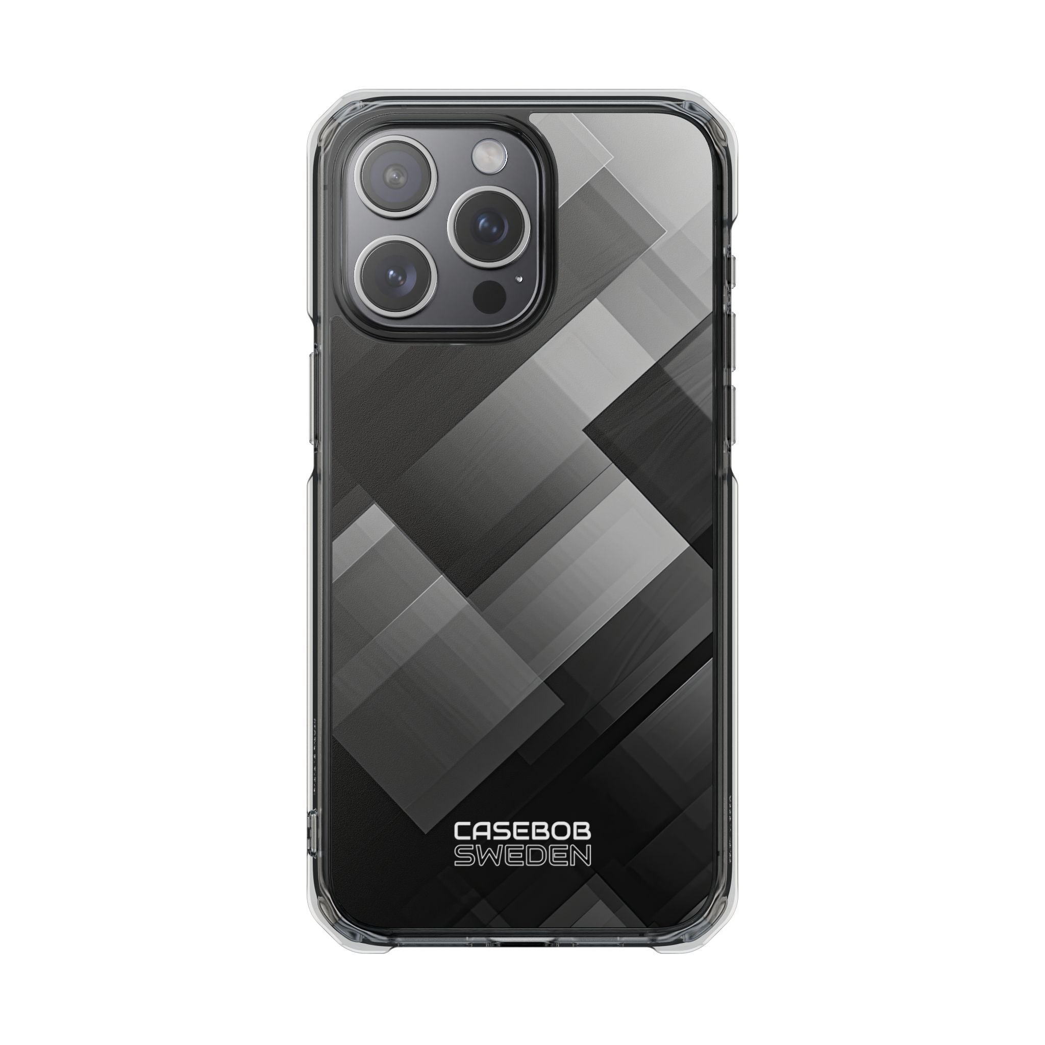 Grayscale Geometric Layers iPhone 15 - Impact Clear+
