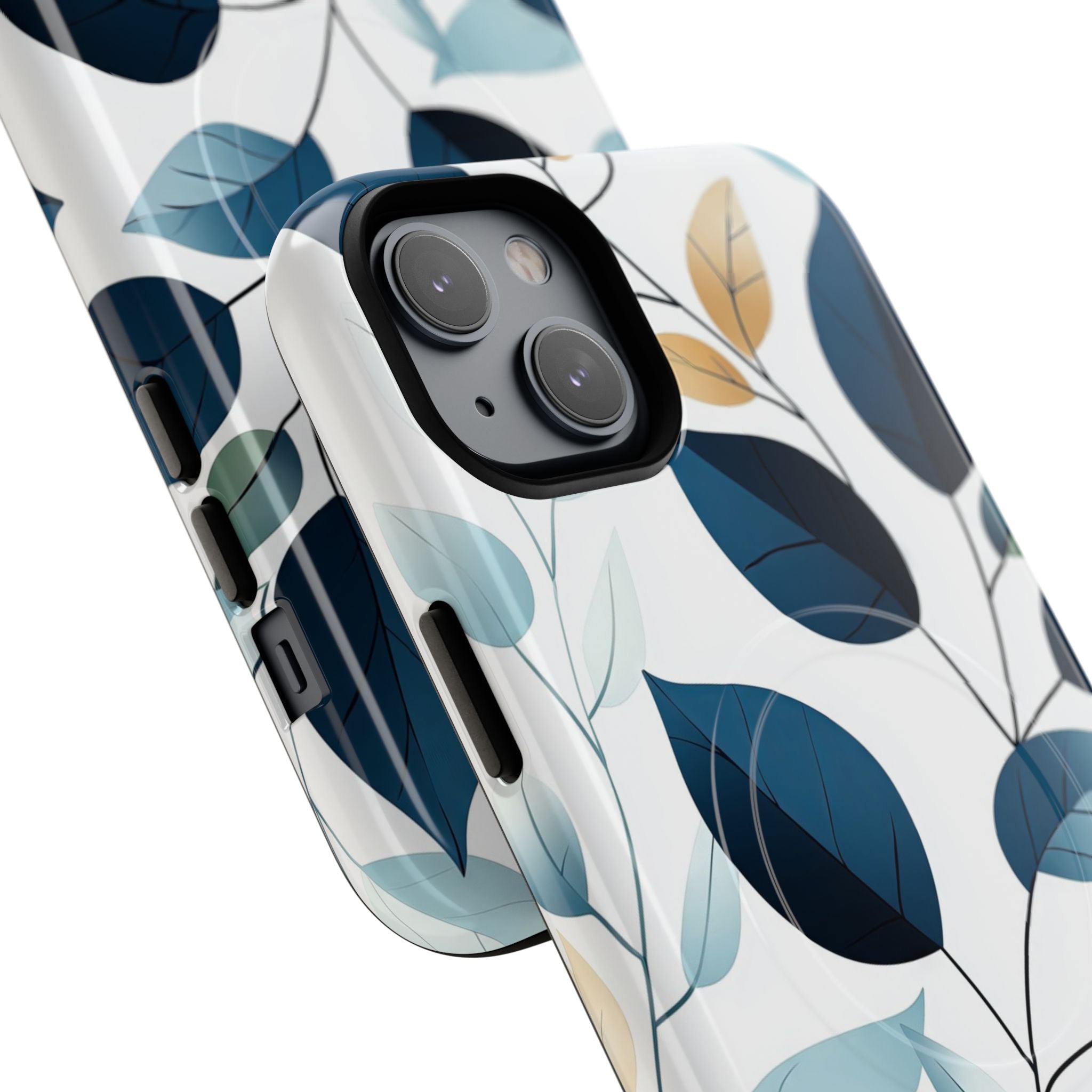 Navy Leaf Veins iPhone 14 Plus Case - Tough+