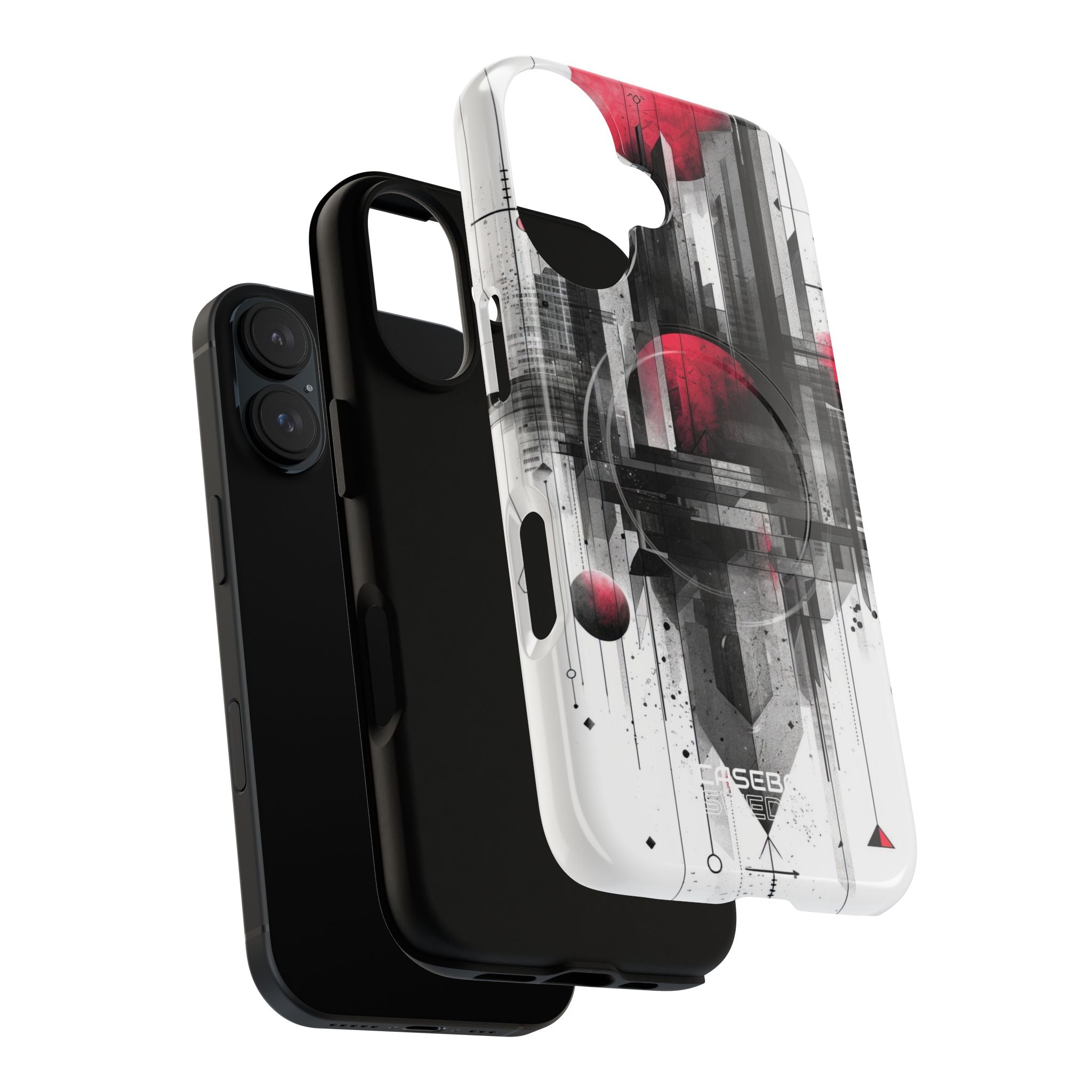 Griglia Cremisi Paesaggio Urbano iPhone 16 - Tough+