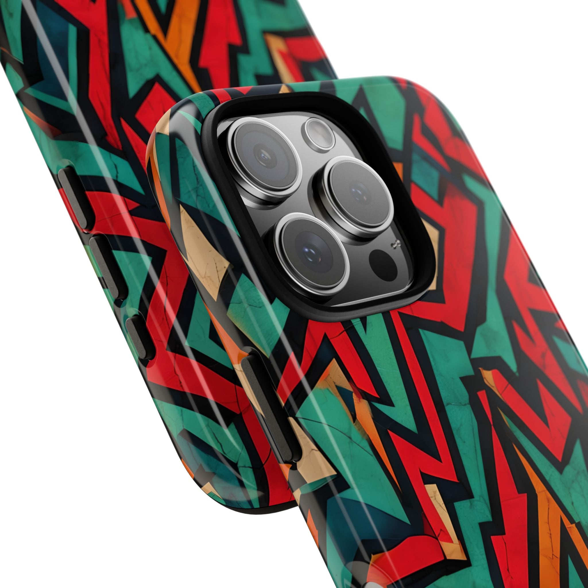 Crimson Jagged Layers iPhone 16 Pro Case - Tough