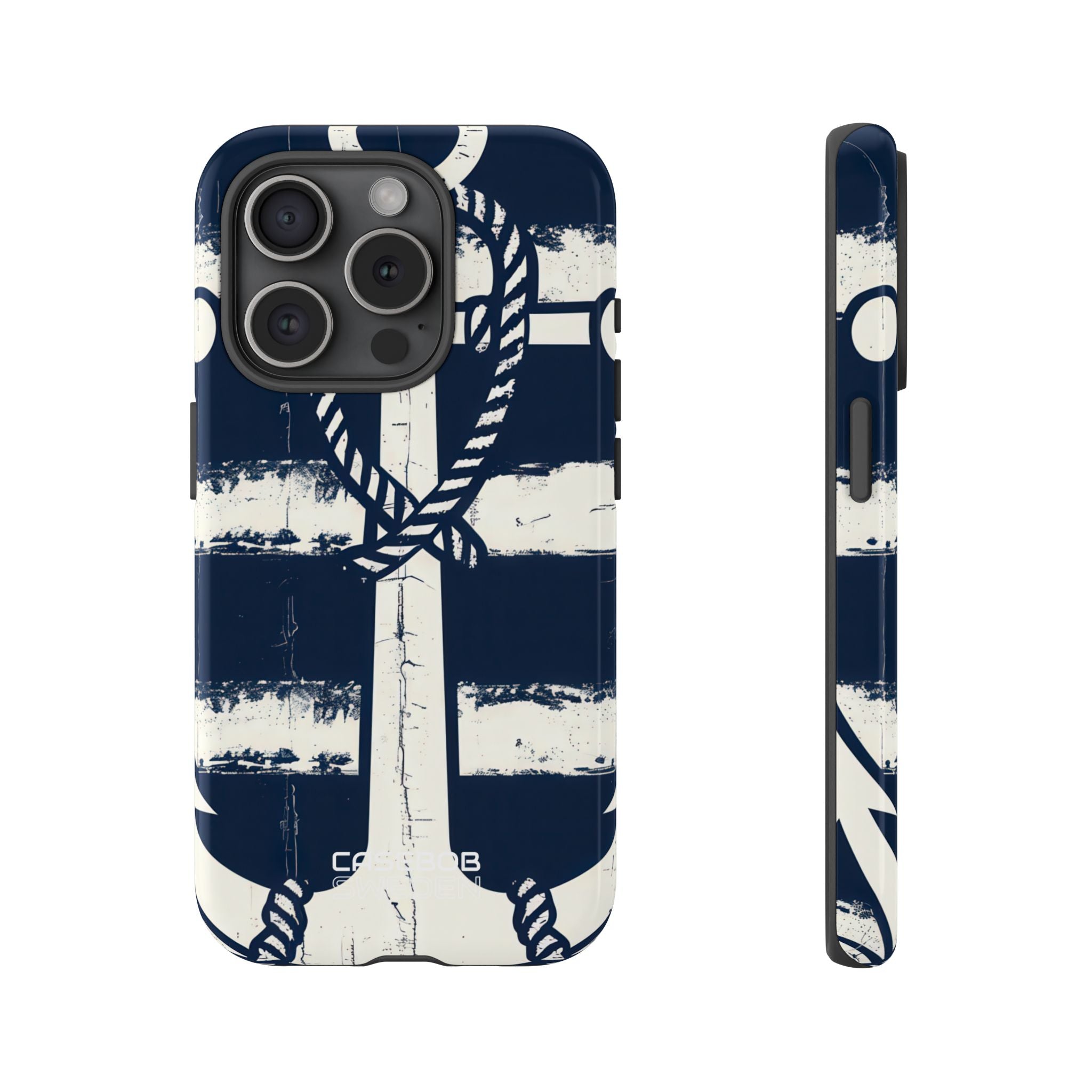 Strisce con ancora blu navy iPhone 15 - Tough