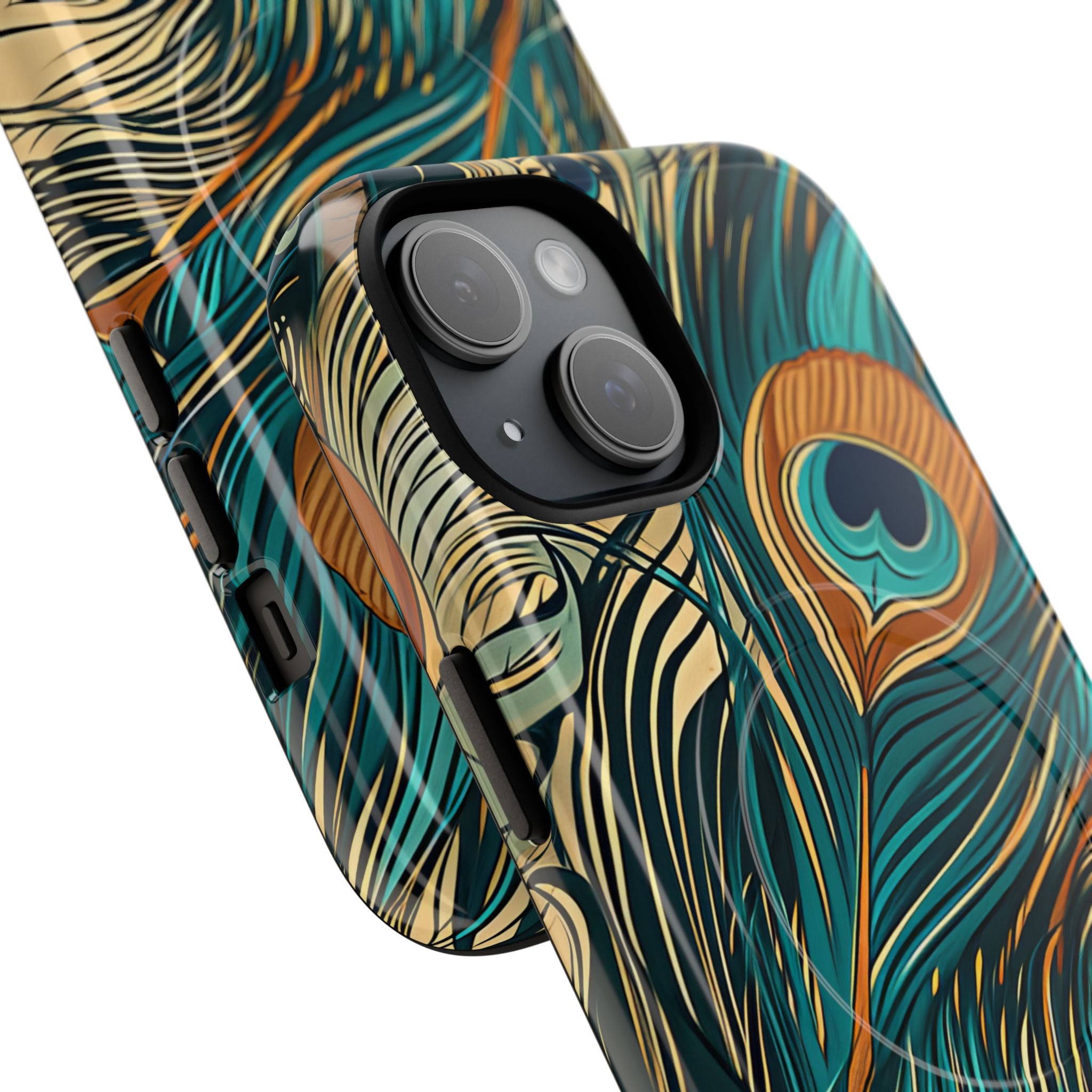 Peacock Feather Whirl iPhone 15 - Tough+