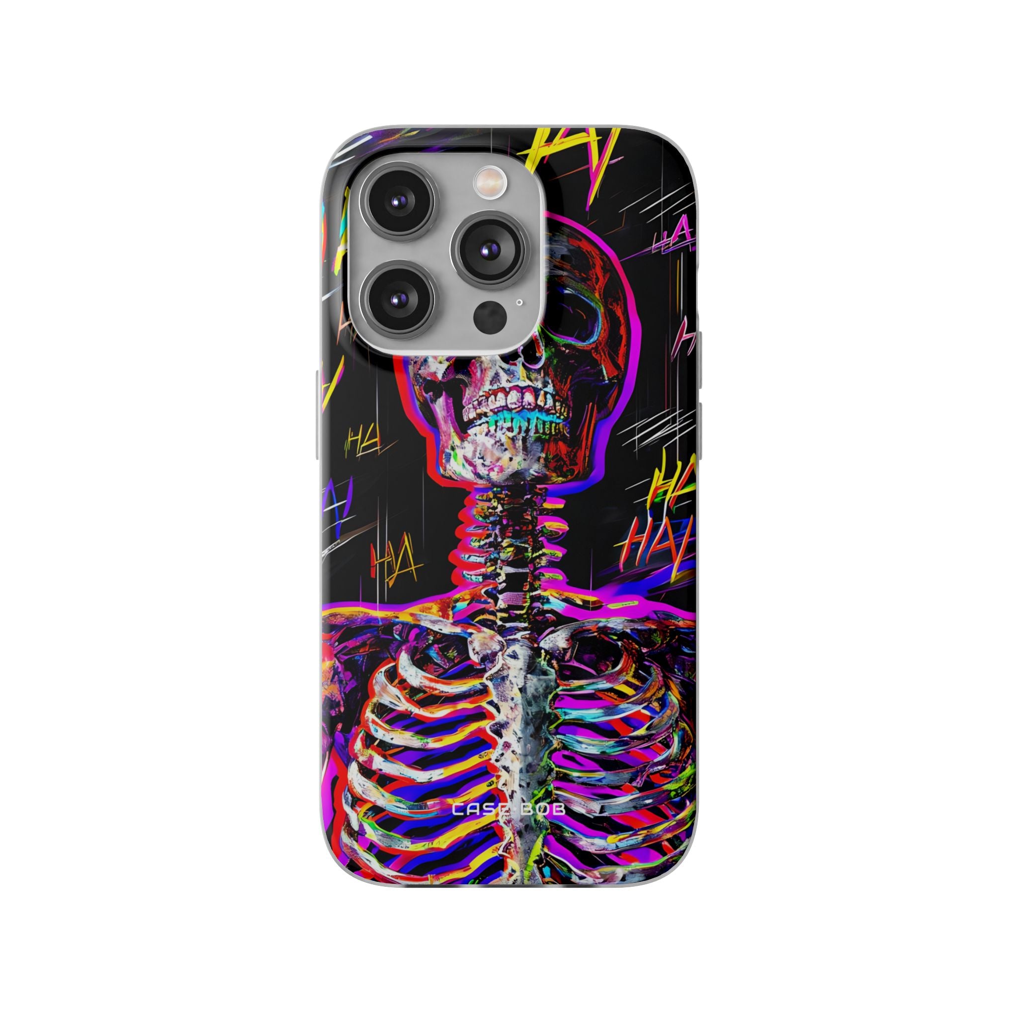 Neon Skeleton Laugh iPhone 14 Pro Case - Soft