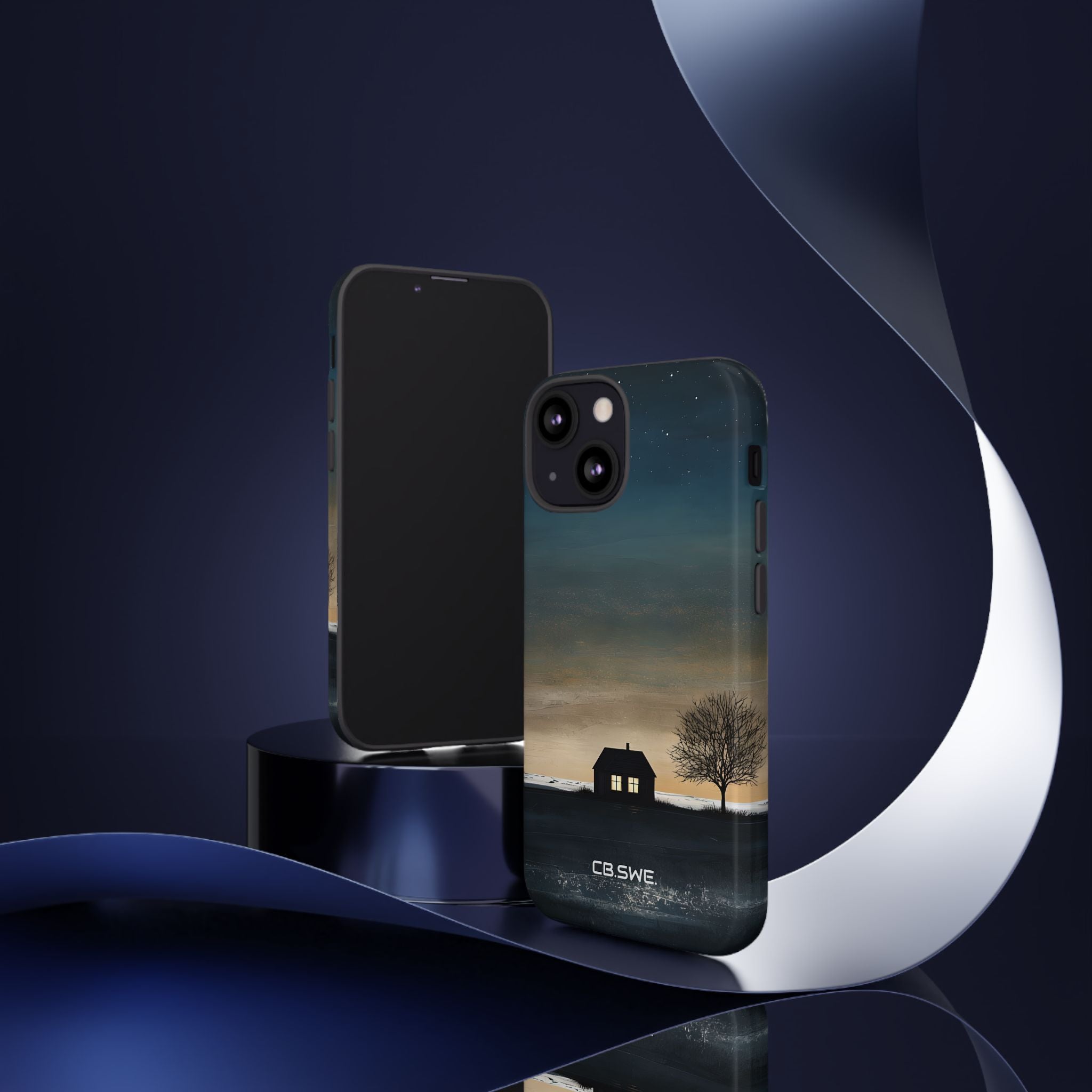 Serene Minimalist Dark House Glowing Windows Phone iPhone 13 - Tough