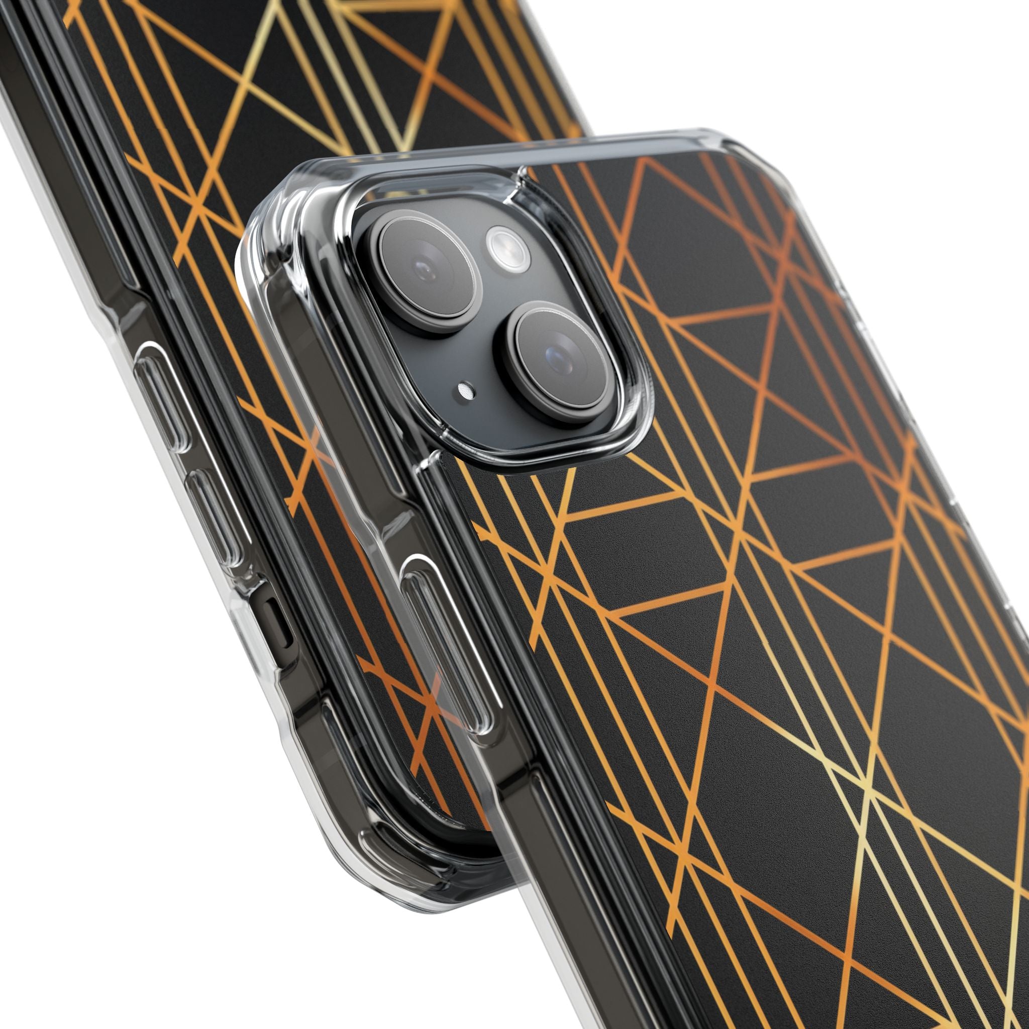 Golden Geometric Elegance iPhone 15 - Impact Clear+
