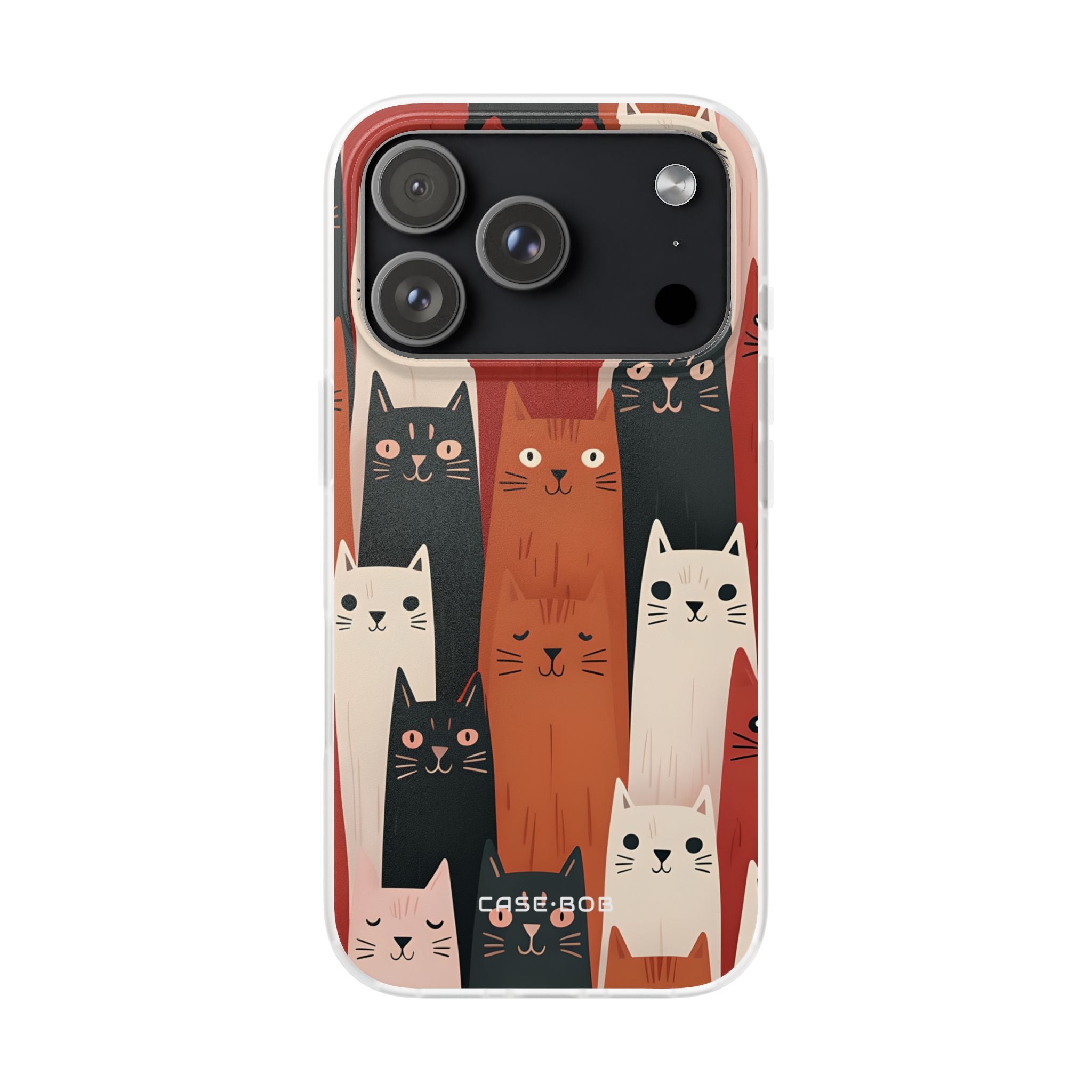 Elongated Cats Black iPhone 17 Pro Case - Soft