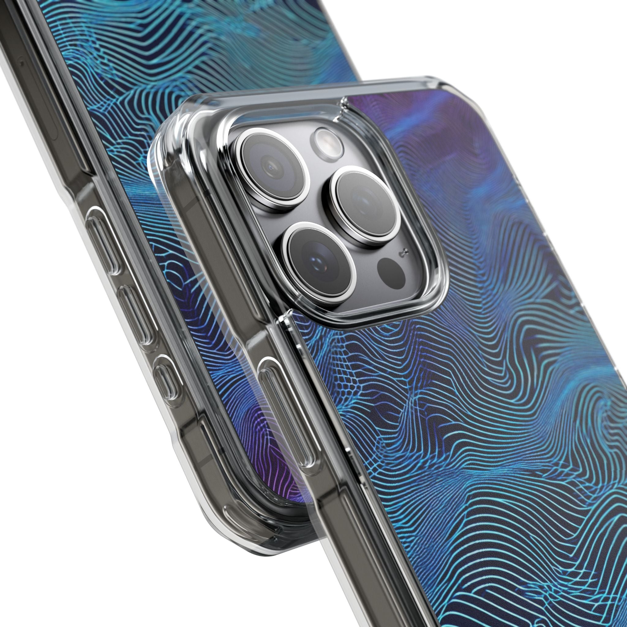 Neon Waves Flow iPhone 15 - Impact Clear+