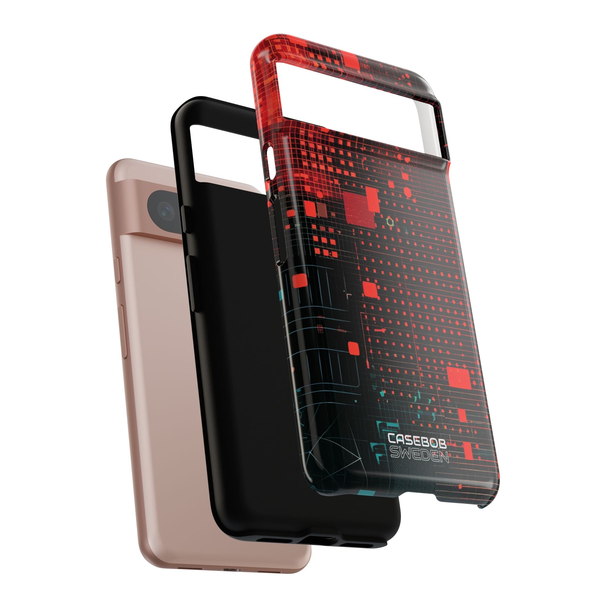 Crimson Circuit Grid Google Pixel 8 - Tough