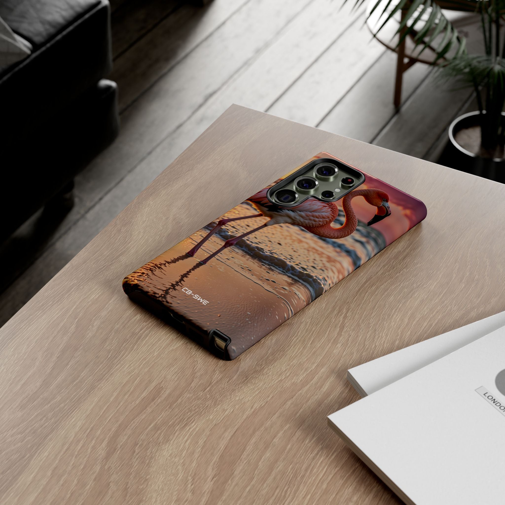 Sunset Flamingo Stand - Samsung Case