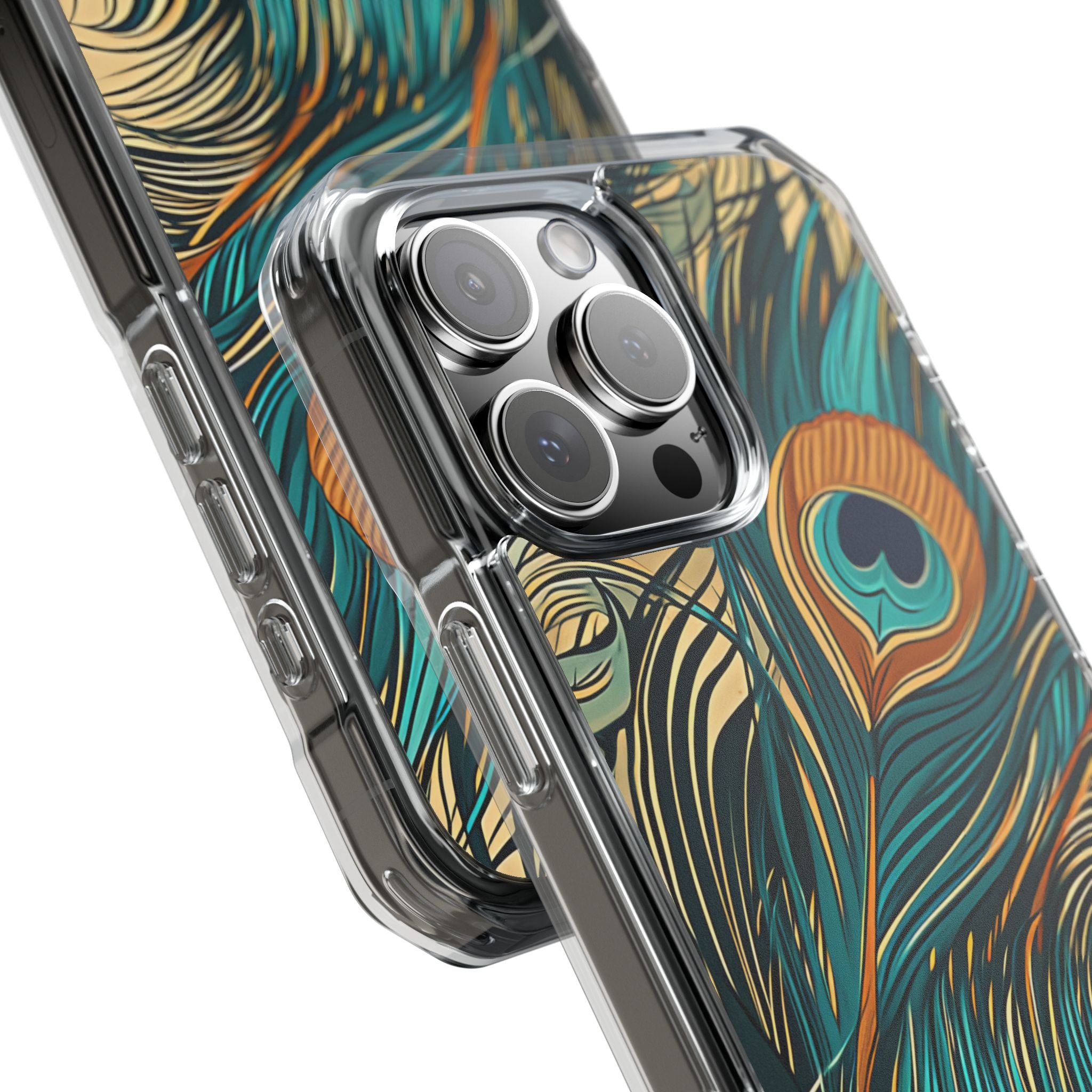 Peacock Feather Whirl iPhone 16 - Impact Clear+