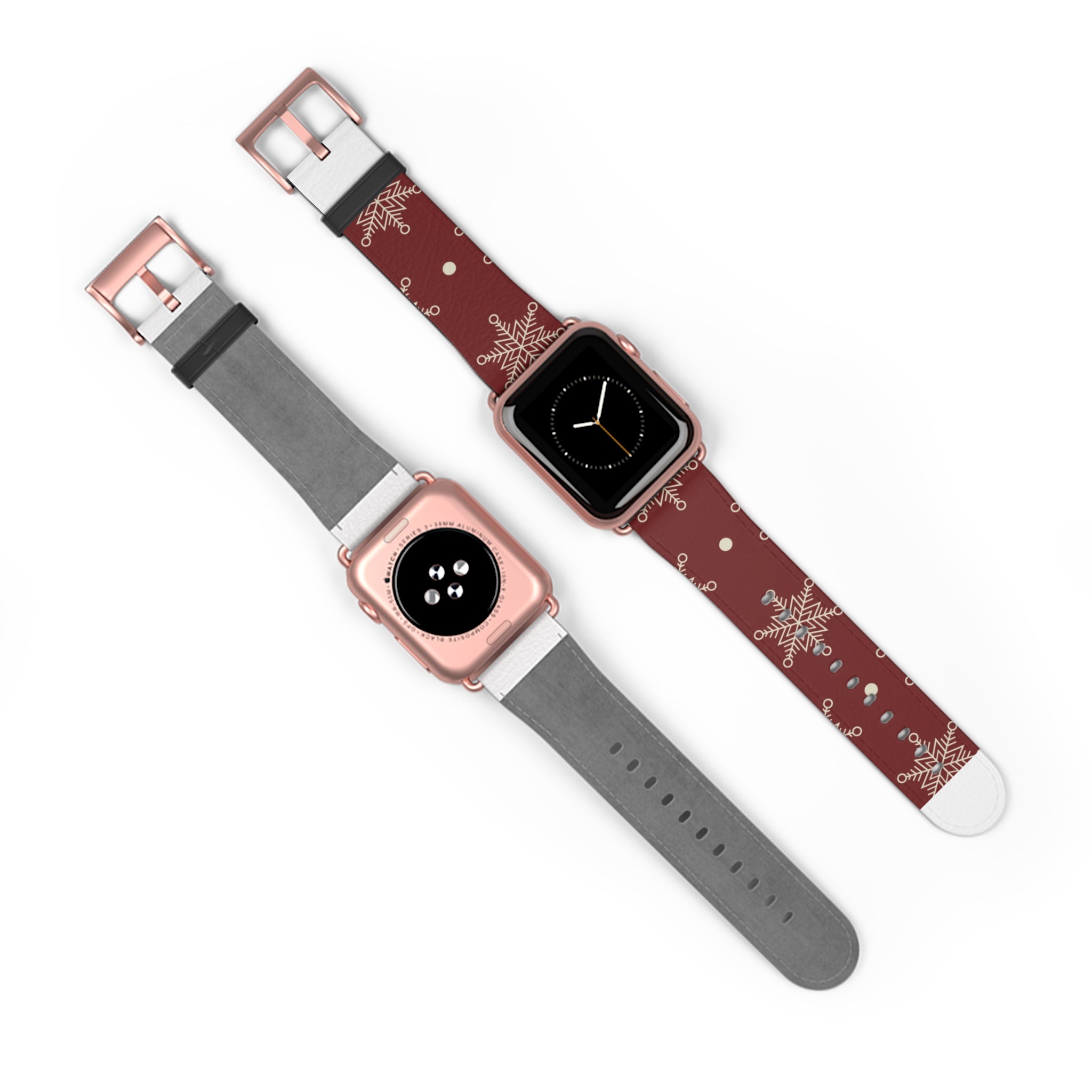 Cream Snowflakes Crimson - Watch Band