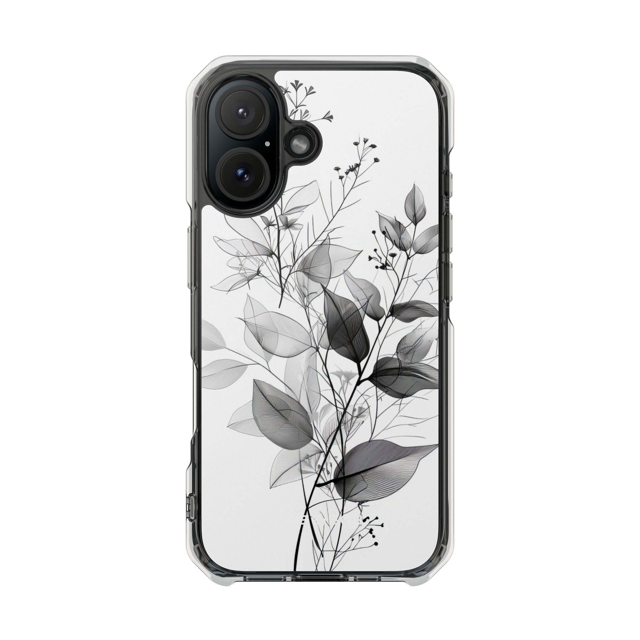 Veined Leaves Gray iPhone 15 Case - Impact