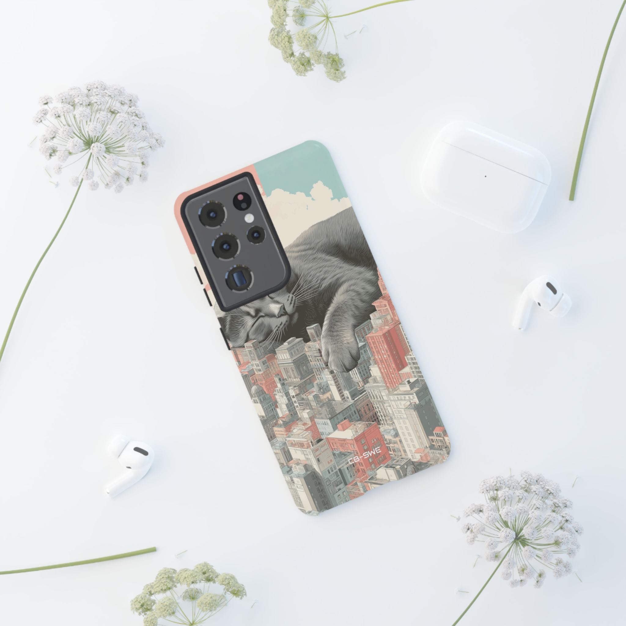 Cat Rests Over City - Samsung Case