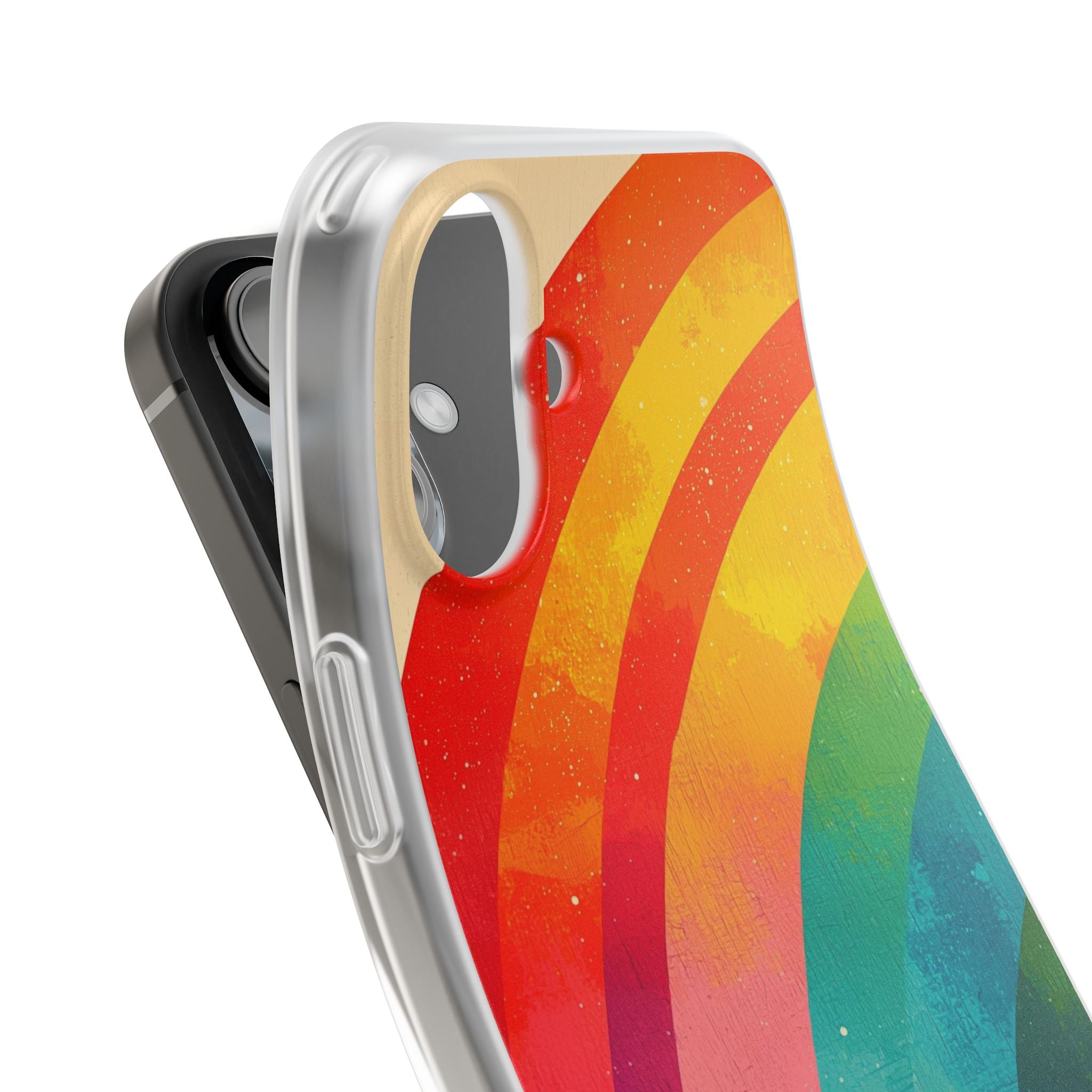 Textured Rainbow Arc iPhone 16 Plus Case - Soft