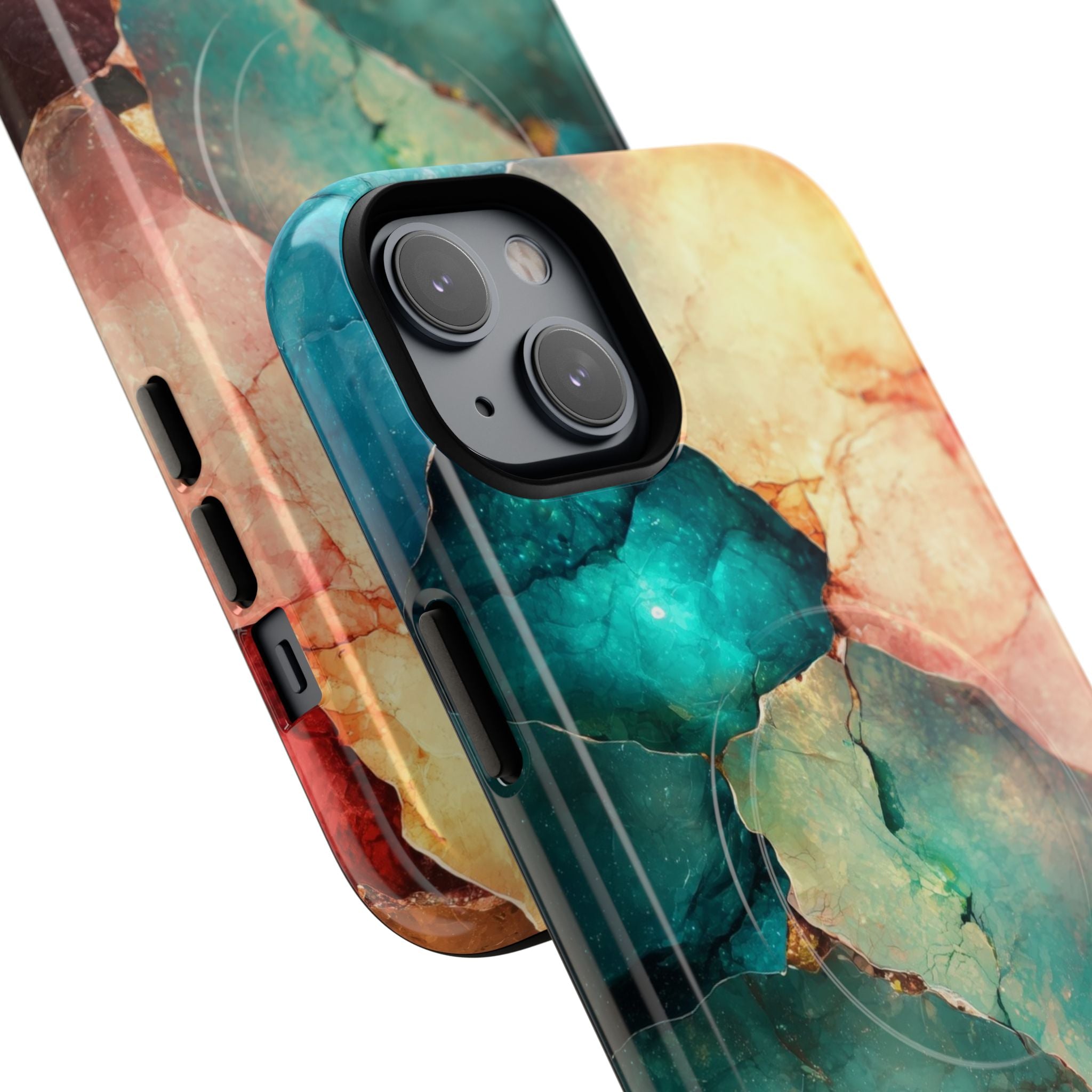 Teal Mosaic Veins iPhone 14 Plus Case - Tough+