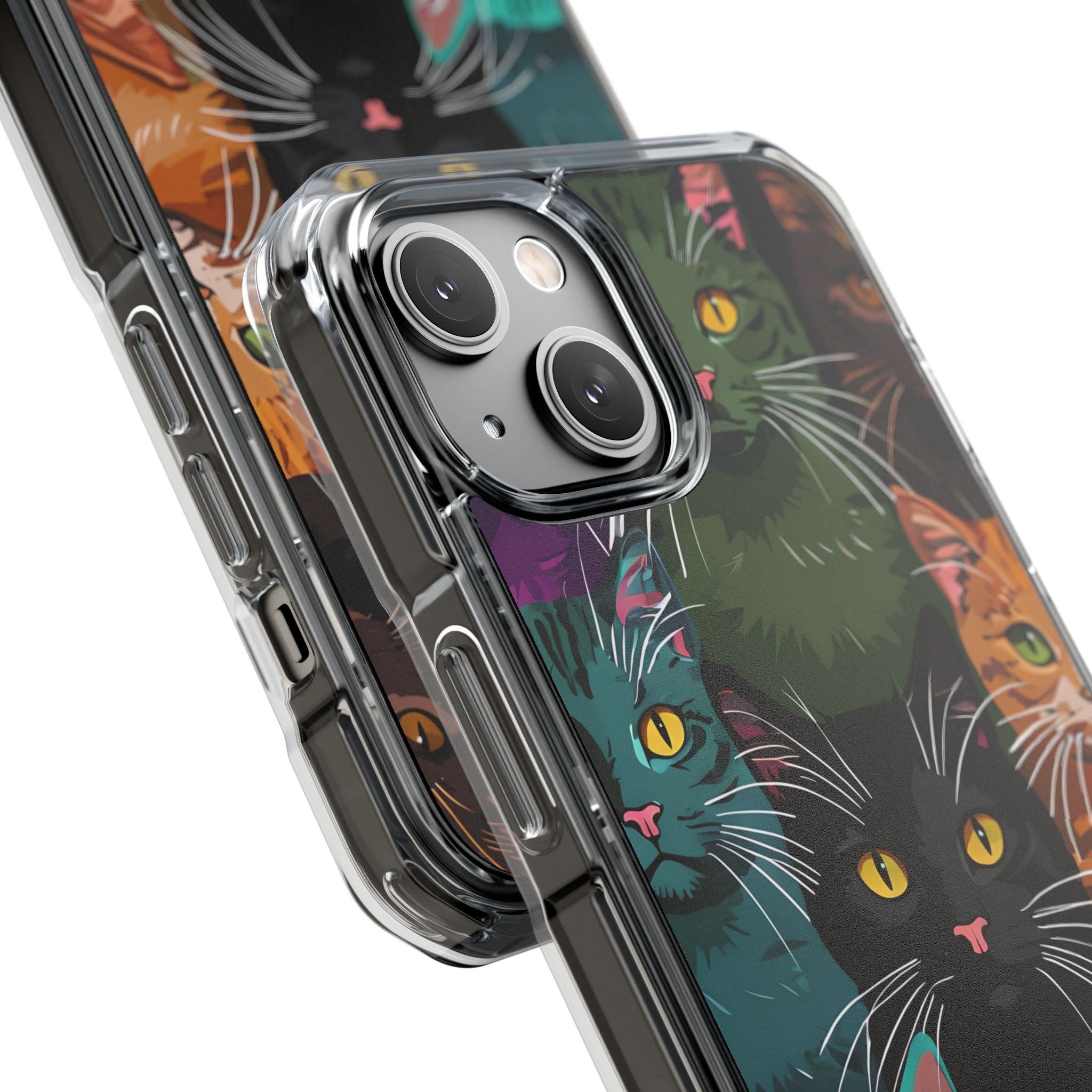 Colorful Stylized Cats Digital Art Mobile Wallpaper iPhone 14 - Impact Clear+