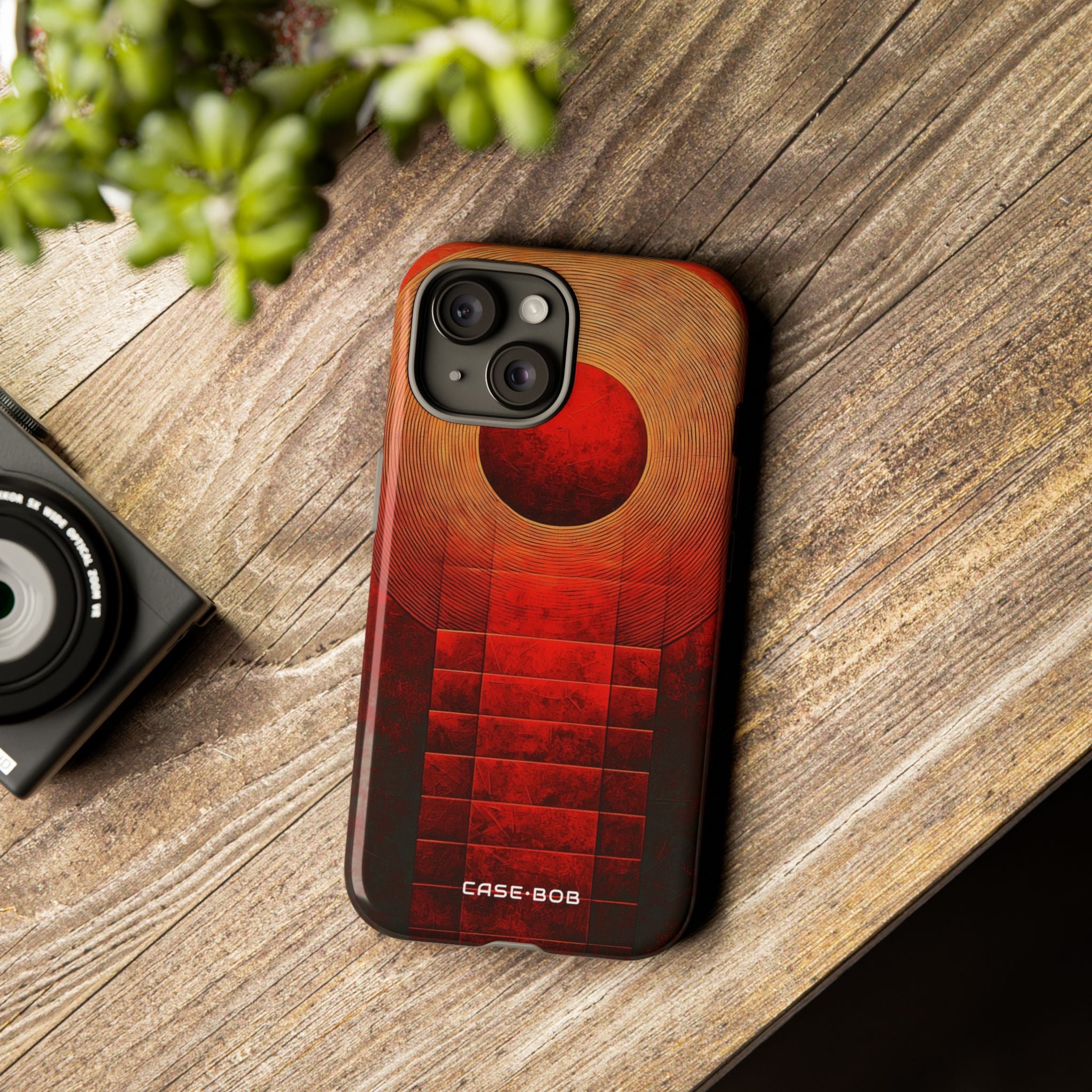 Crimson Orbit iPhone 15 Case - Tough