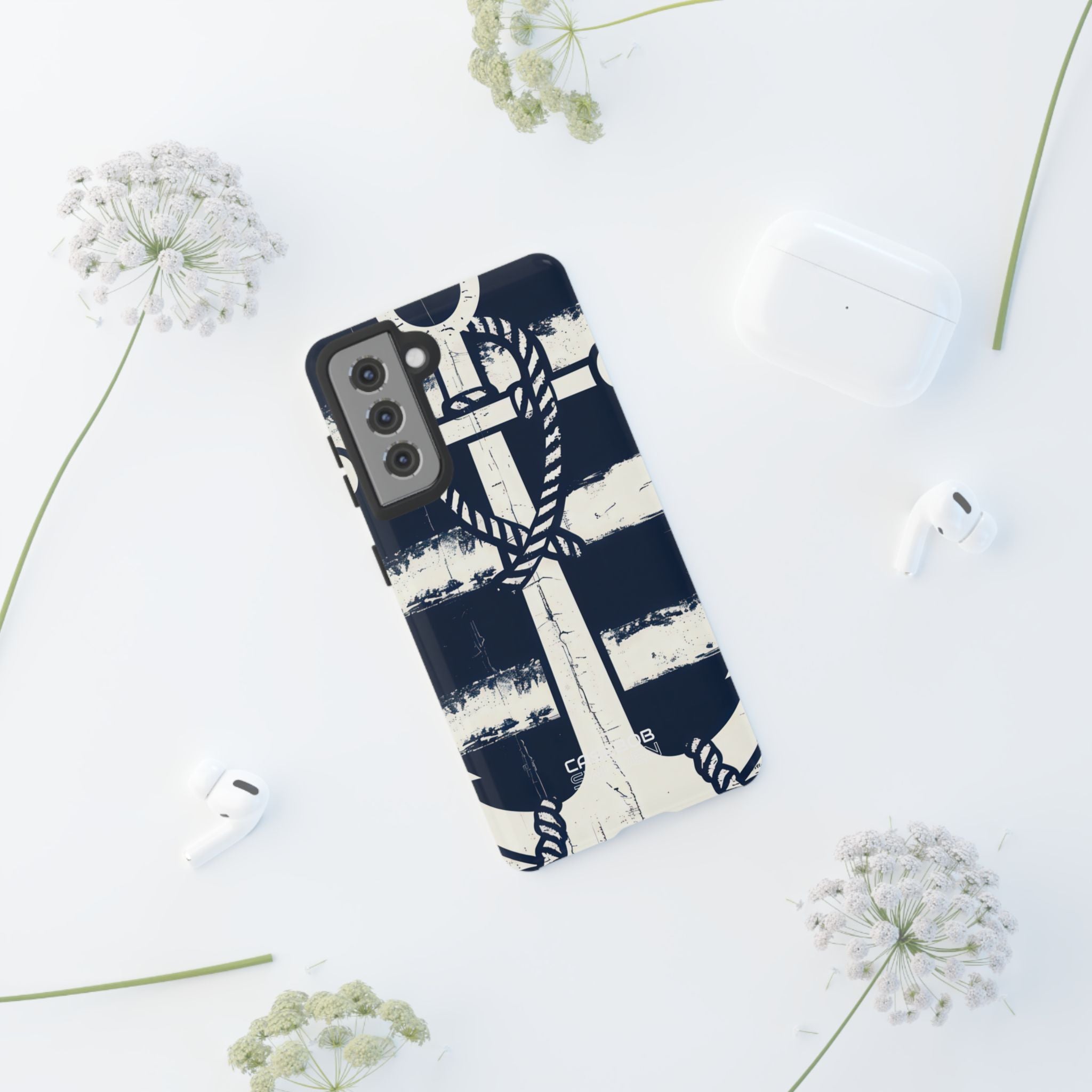 Navy Anchor Stripes Samsung S21 - Tough
