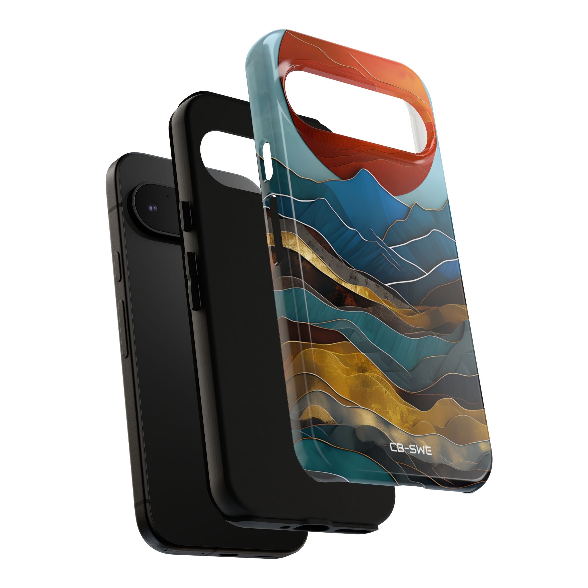 Sunset Geometry Waves - Google Pixel Case