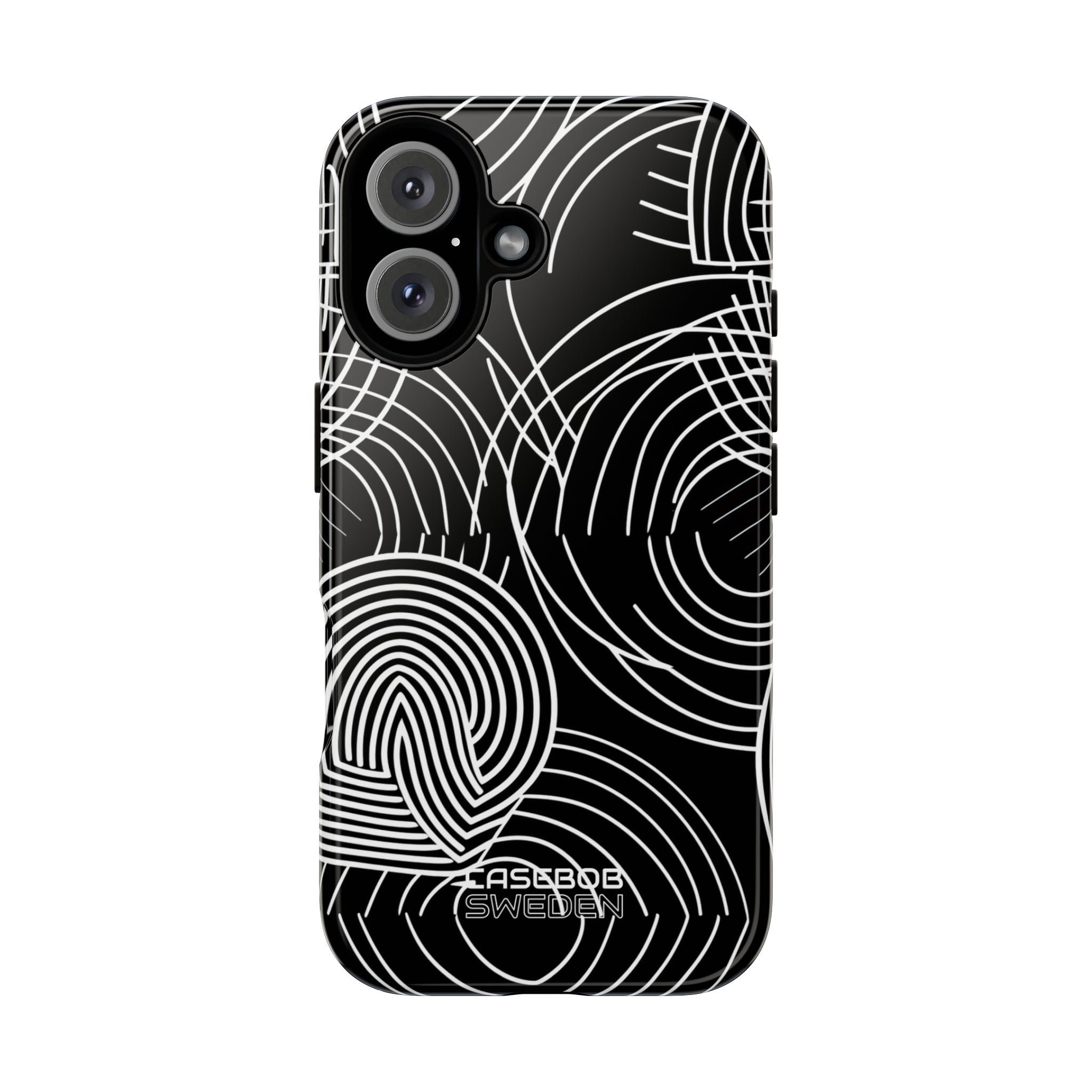Monochrome Spiral Curves iPhone 16 - Tough