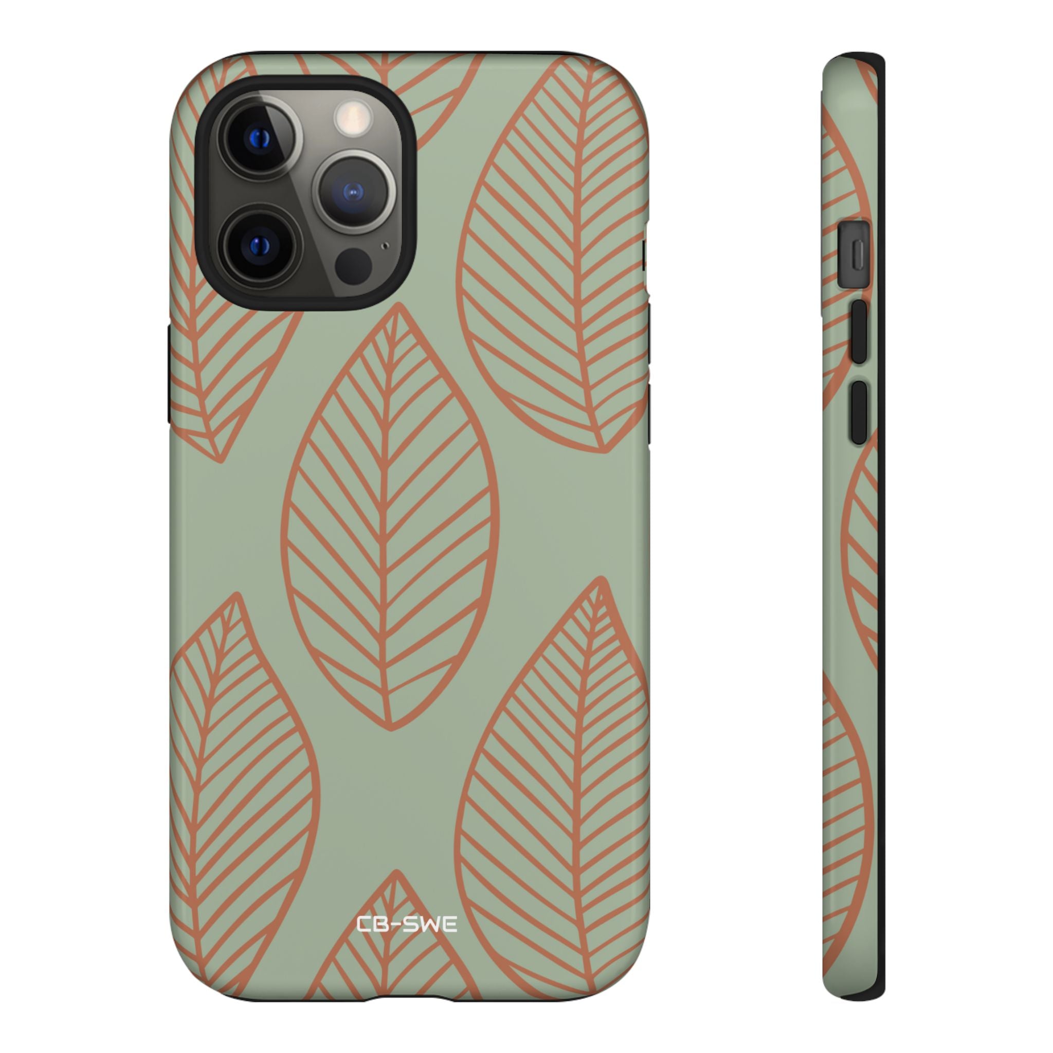 Mint and Orange Leaves - iPhone Case
