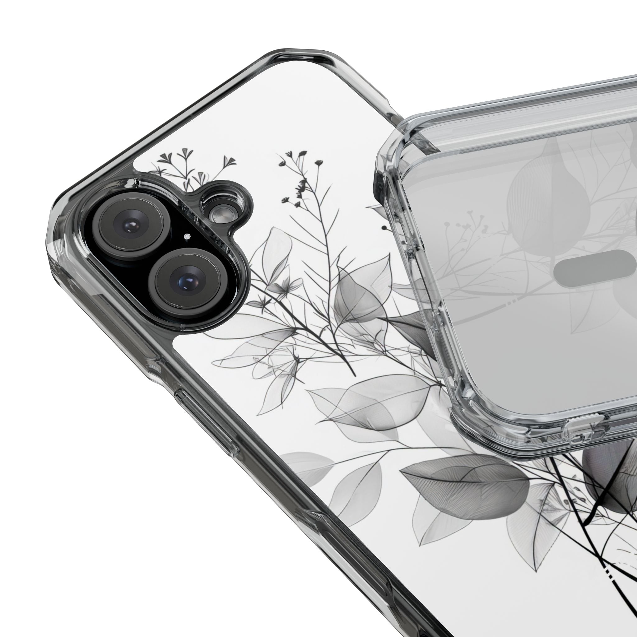 Veined Leaves Gray iPhone 15 Case - Impact