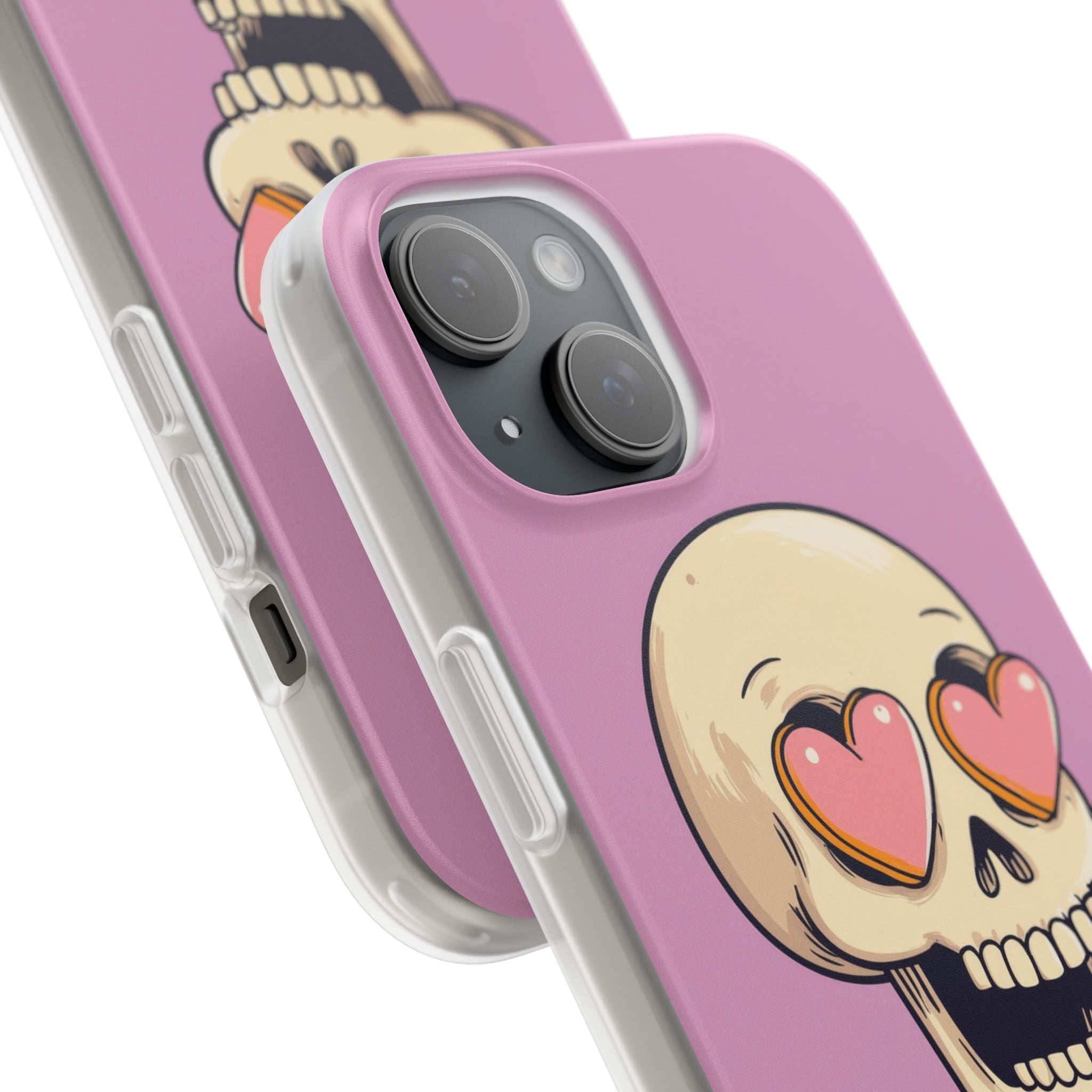 Heart Eyed Skull iPhone 15 Case - Soft
