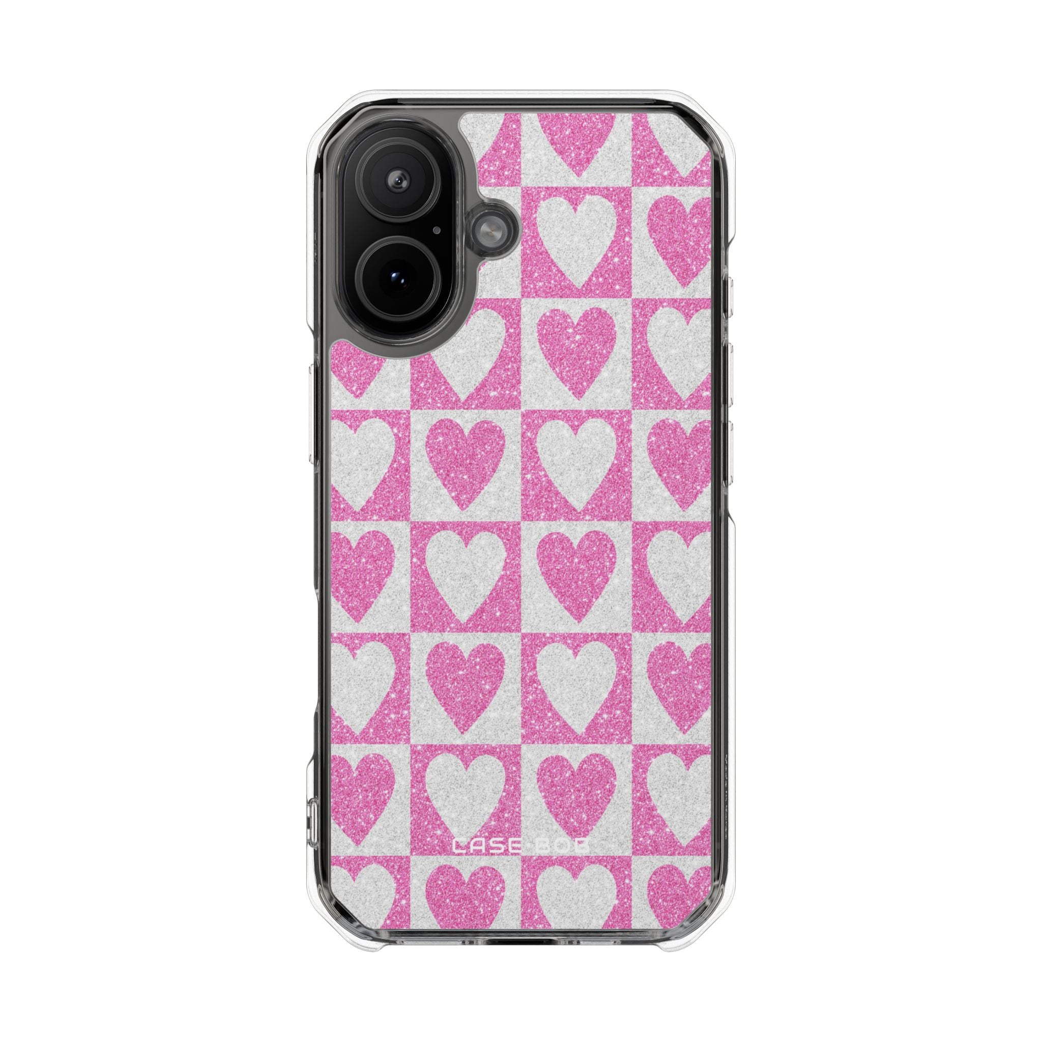 Glitter Heart Grid iPhone 17 Case - Impact
