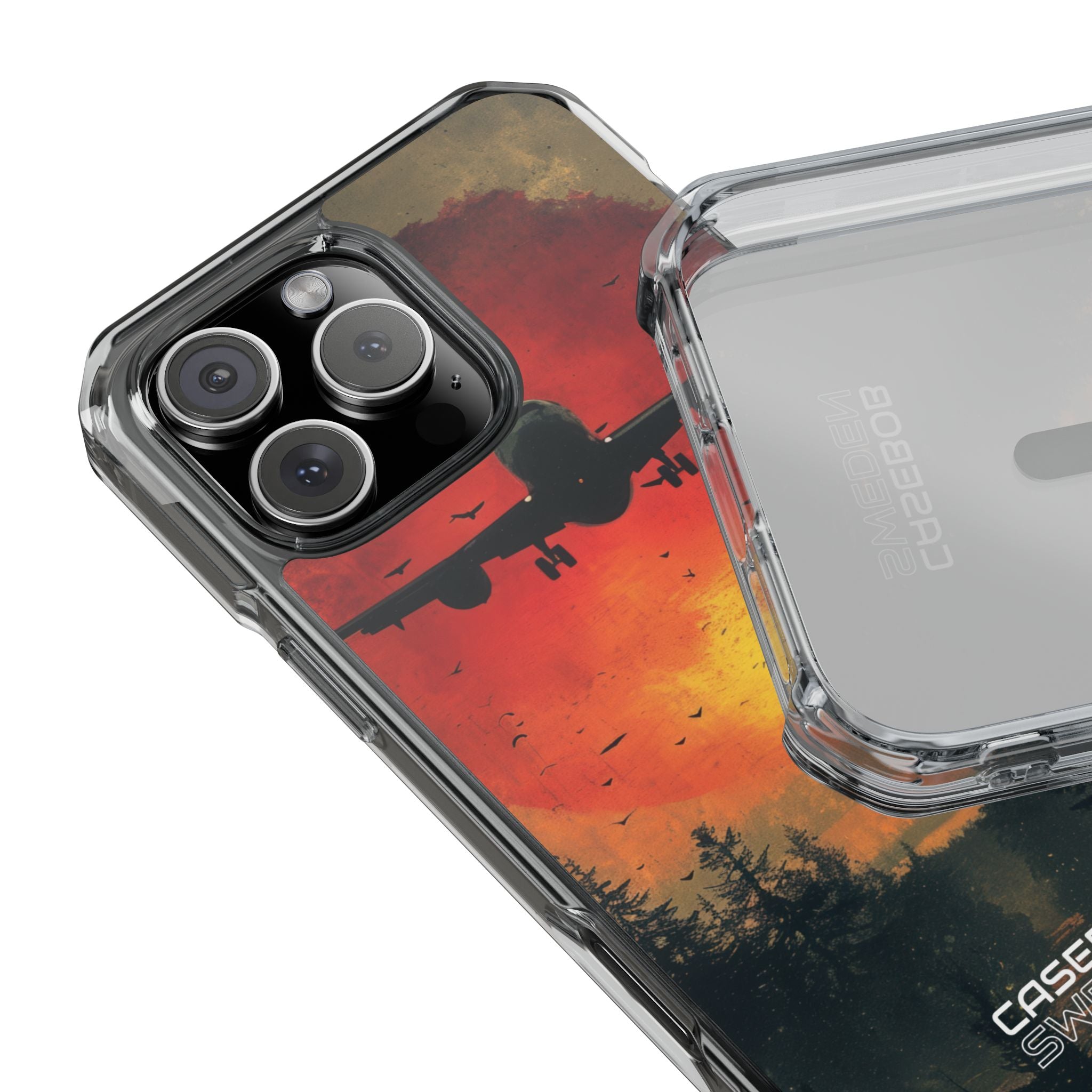 Crimson Sky Flight iPhone 16 - Impact Clear+