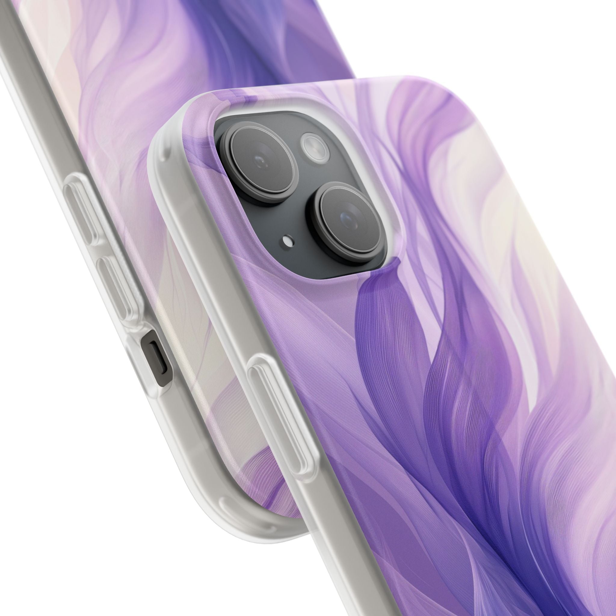 Purple Ribbon Waves iPhone 15 Case - Soft