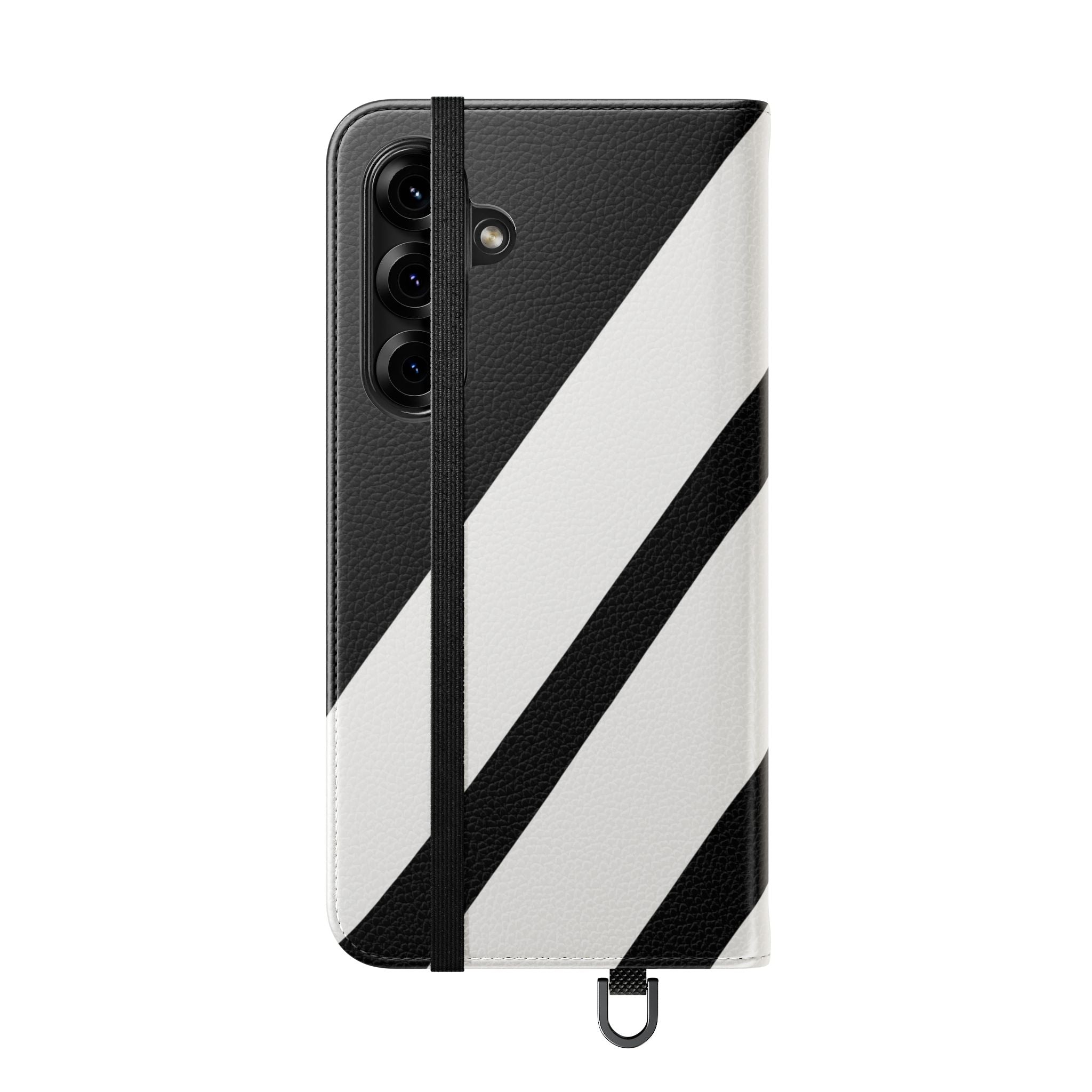 Diagonaaliraitoja Mustavalkoinen - Samsung S25+ Case - Lompakkotasku