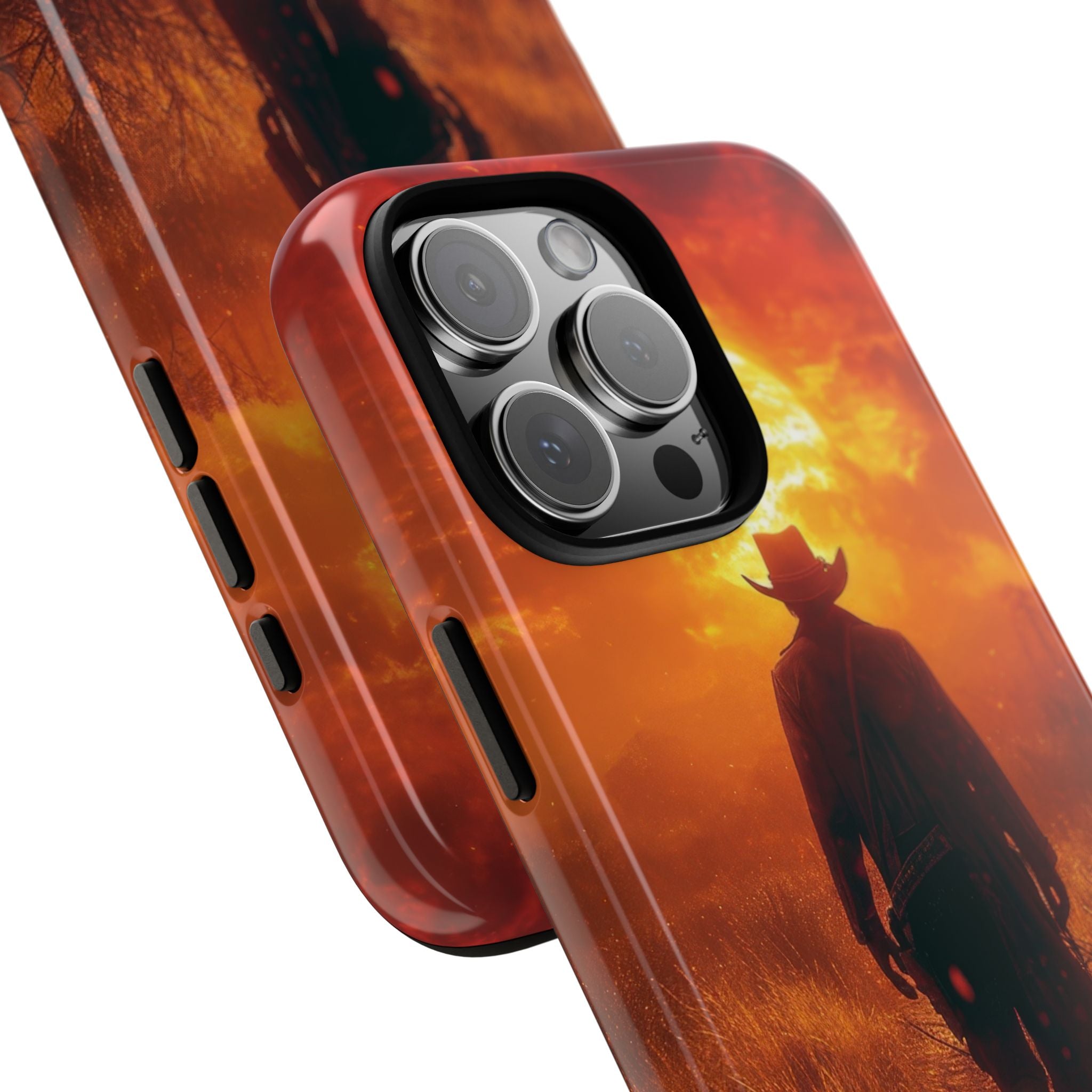 Fiery Sunset Cowboy iPhone 16 - Tough