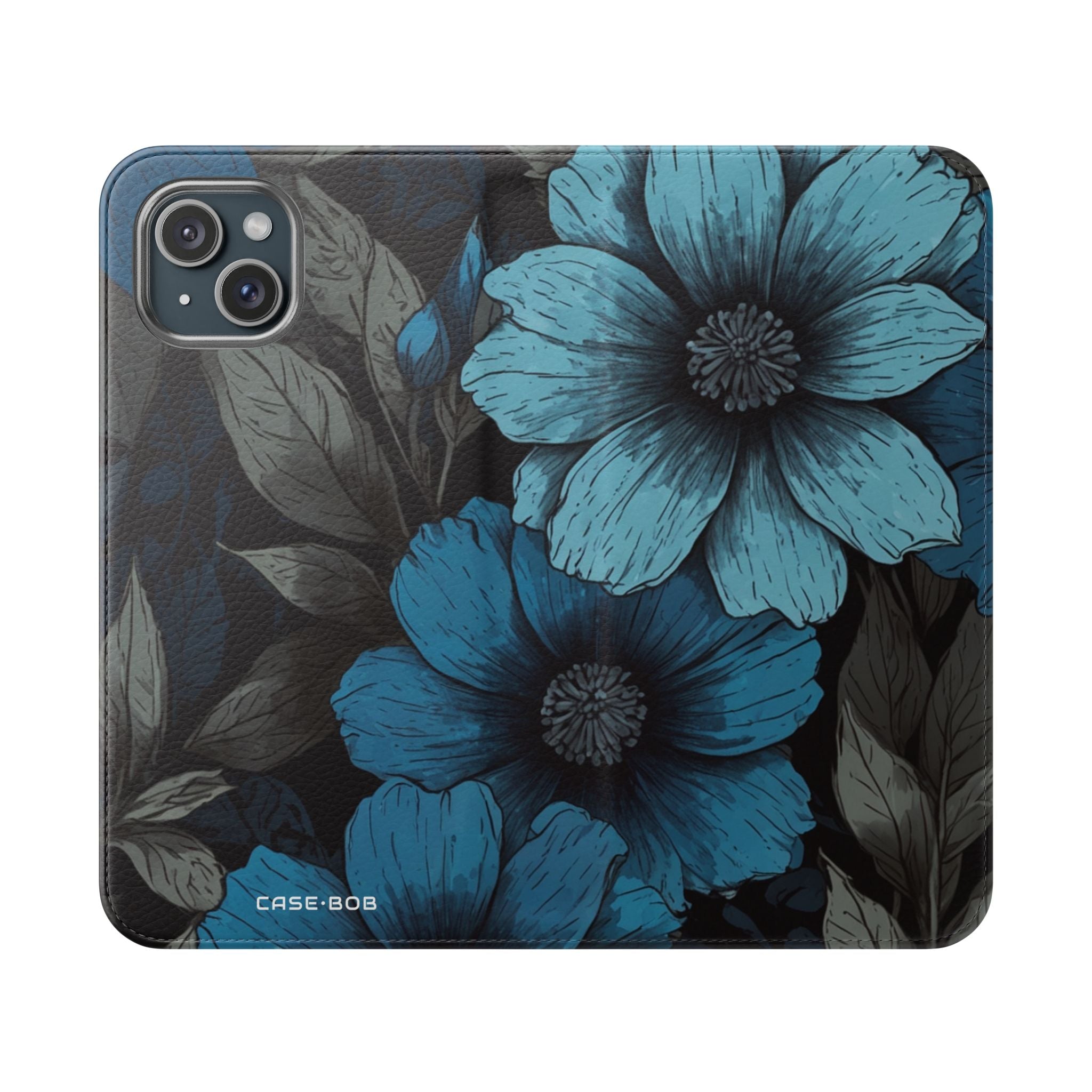 Blue Petal Bloom - iPhone 15 Plus Case - Wallet