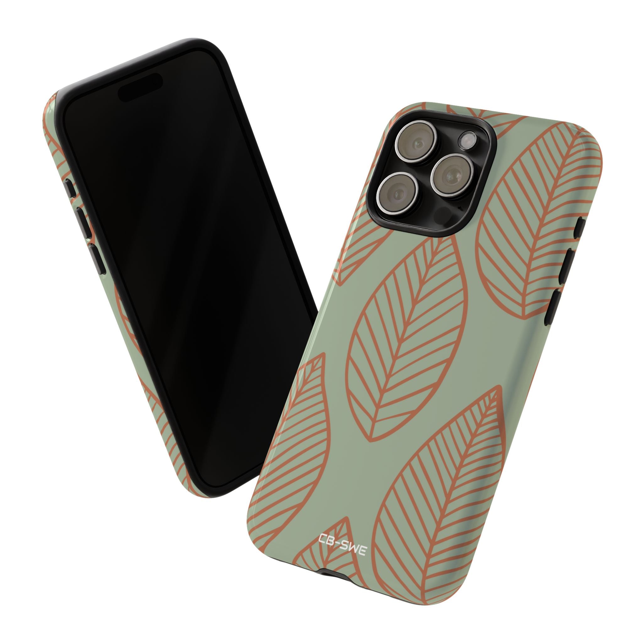 Mint and Orange Leaves - iPhone Case