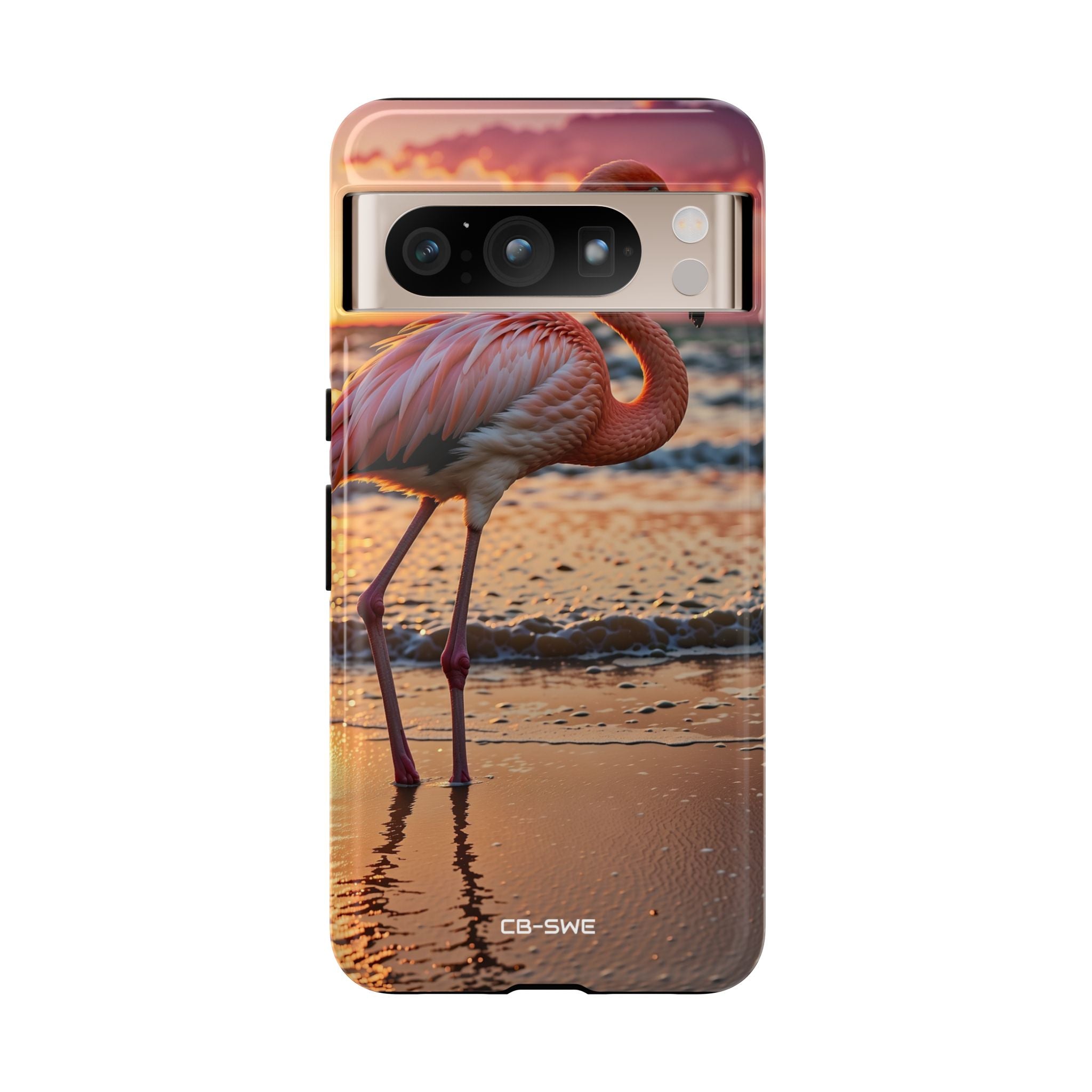 Sunset Flamingo Stand - Google Pixel Case