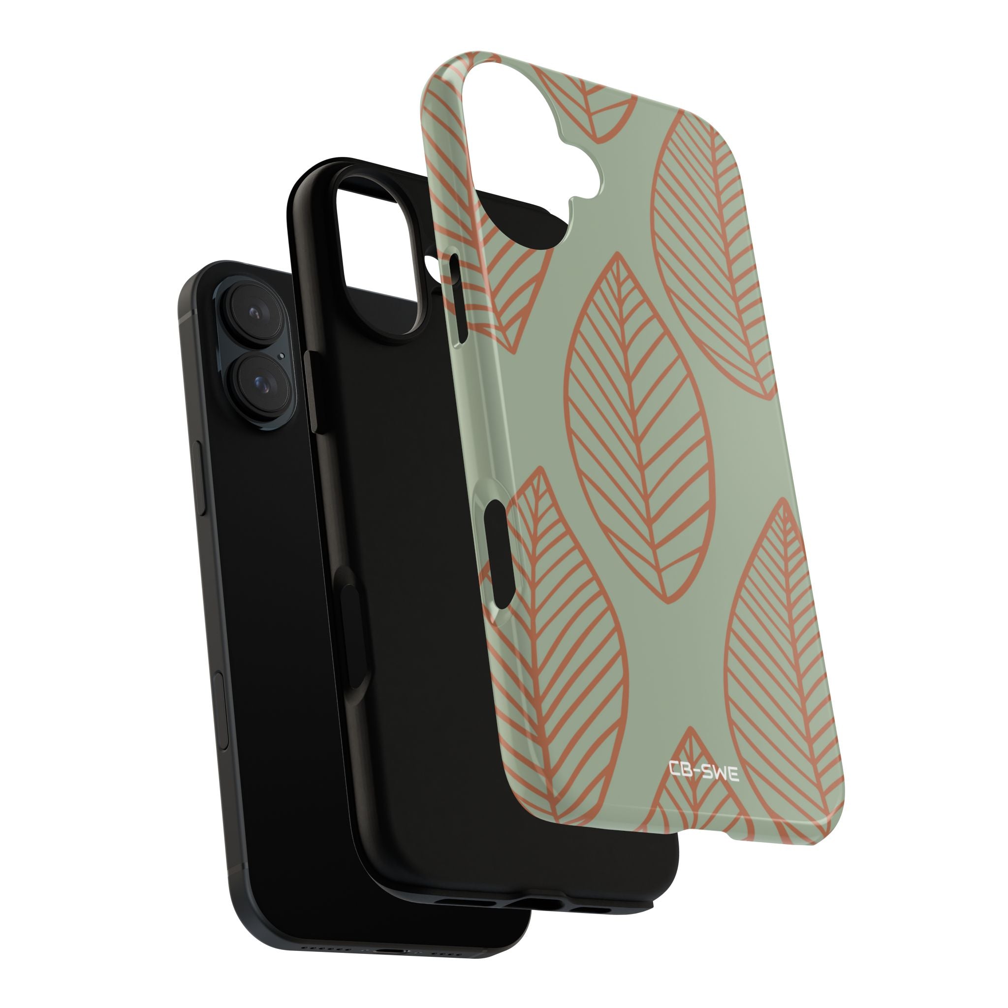 Mint and Orange Leaves - iPhone Case