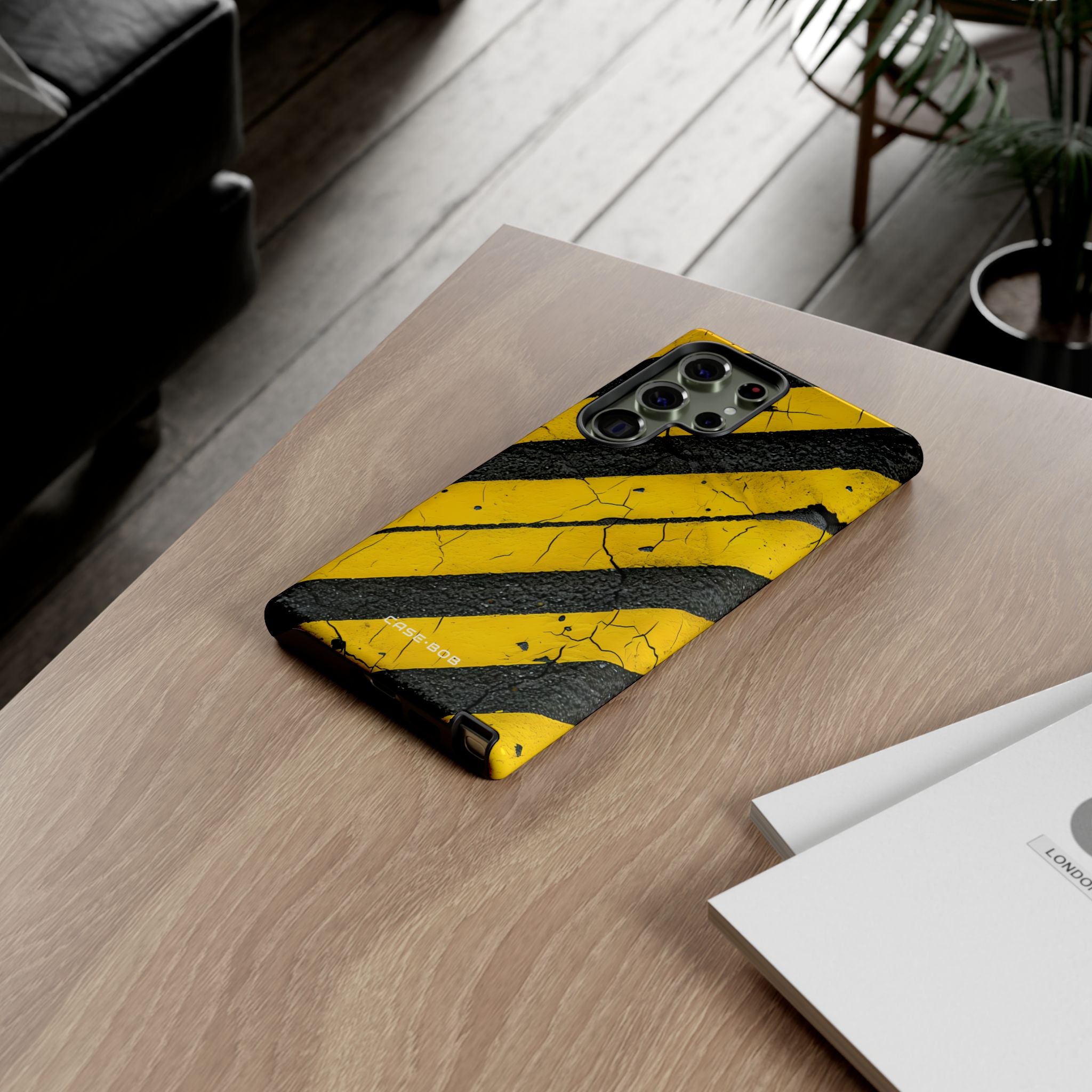 Yellow Stripe Distress Samsung S23 Ultra Case - Tough