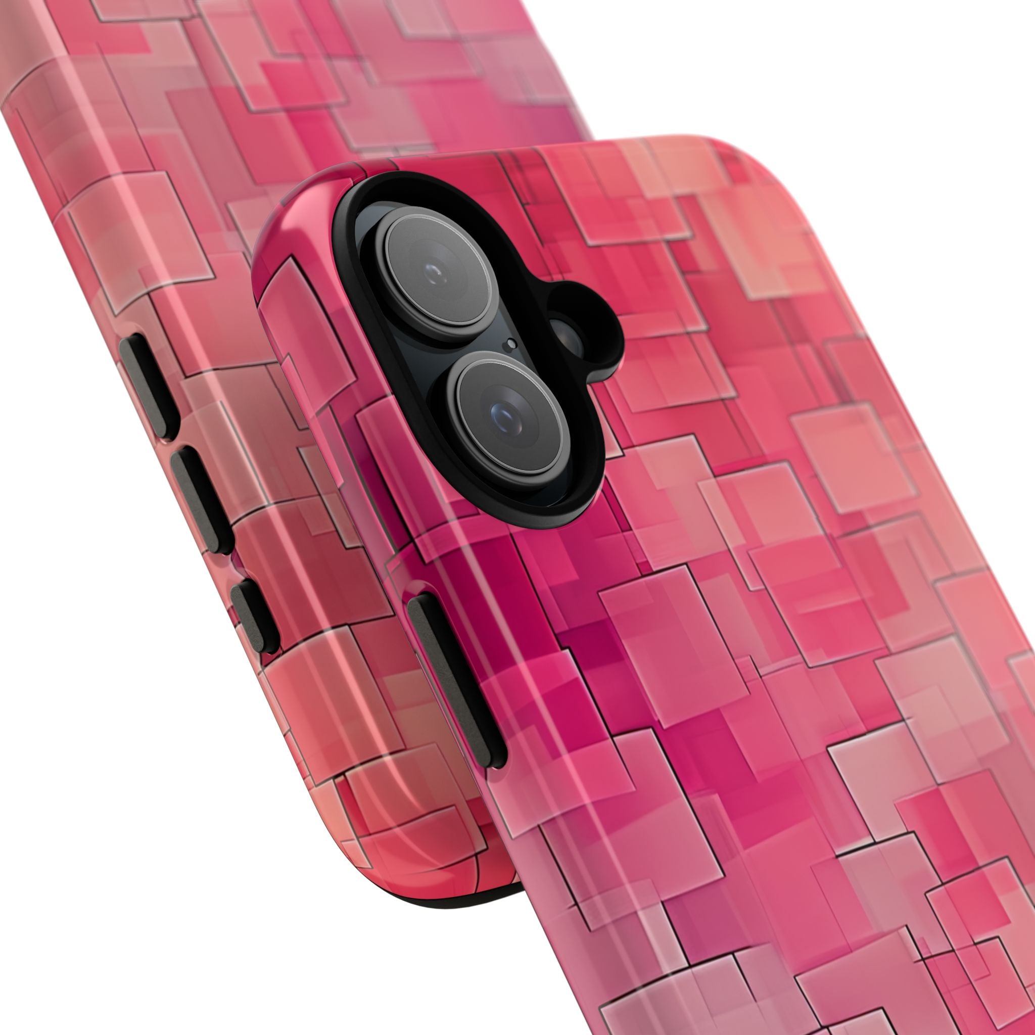 Gelaagde roze geometrie iPhone 16 - Tough