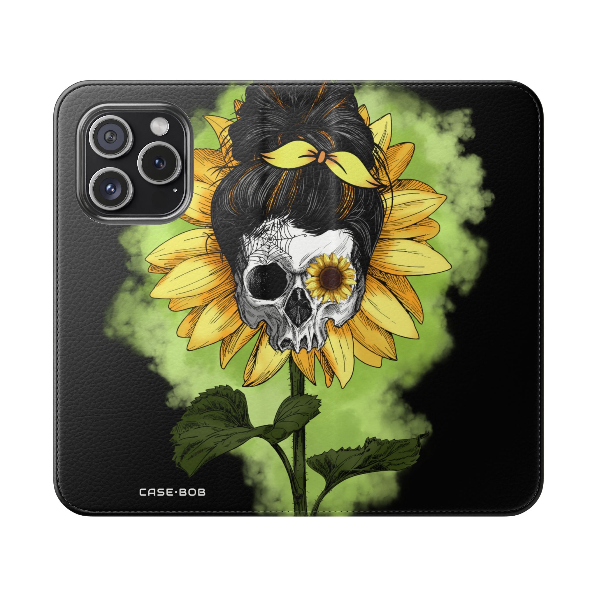 Skull Sunflower - iPhone 15 Pro Case - Wallet