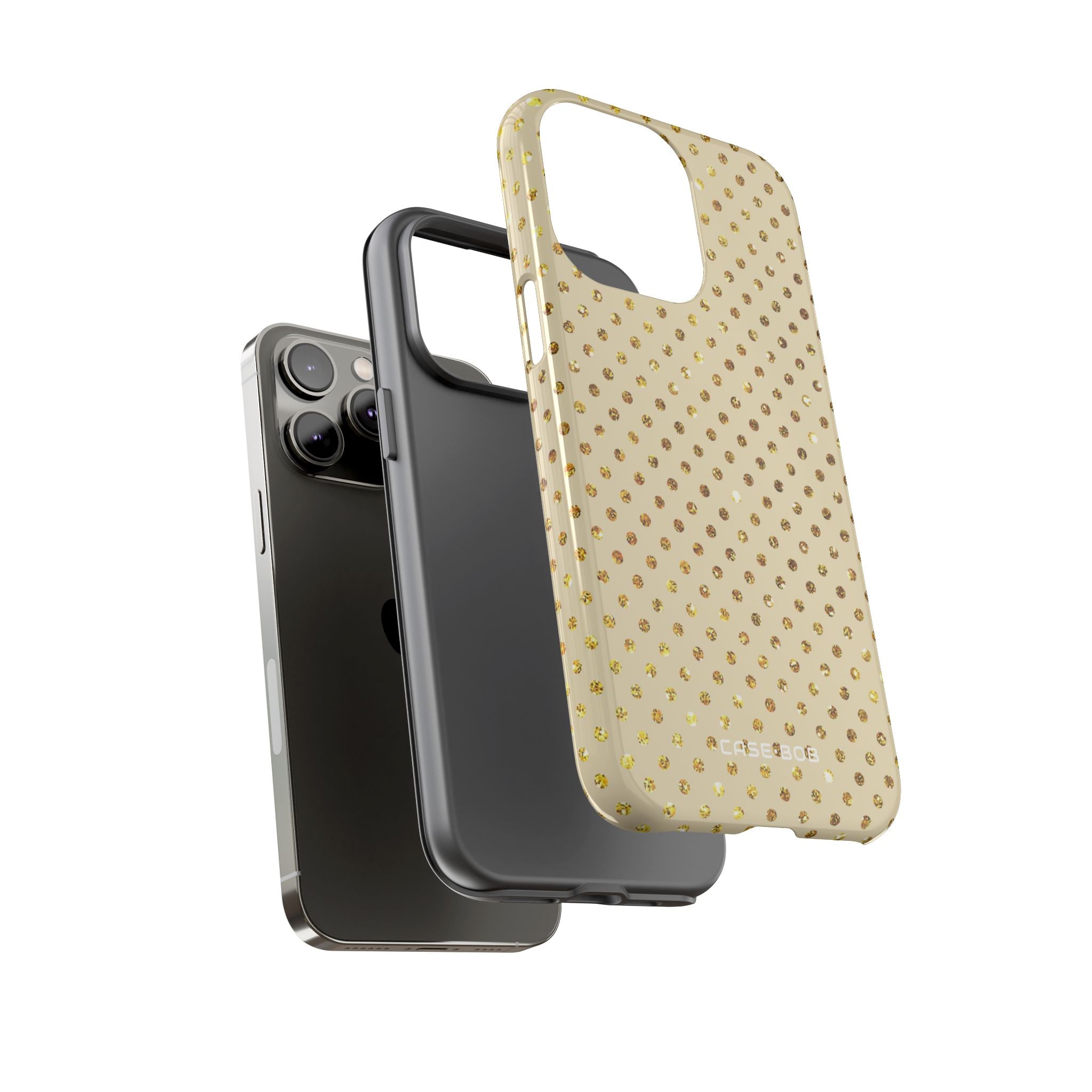 Gold Sparkle Grid iPhone 14 Pro Max Case - Tough