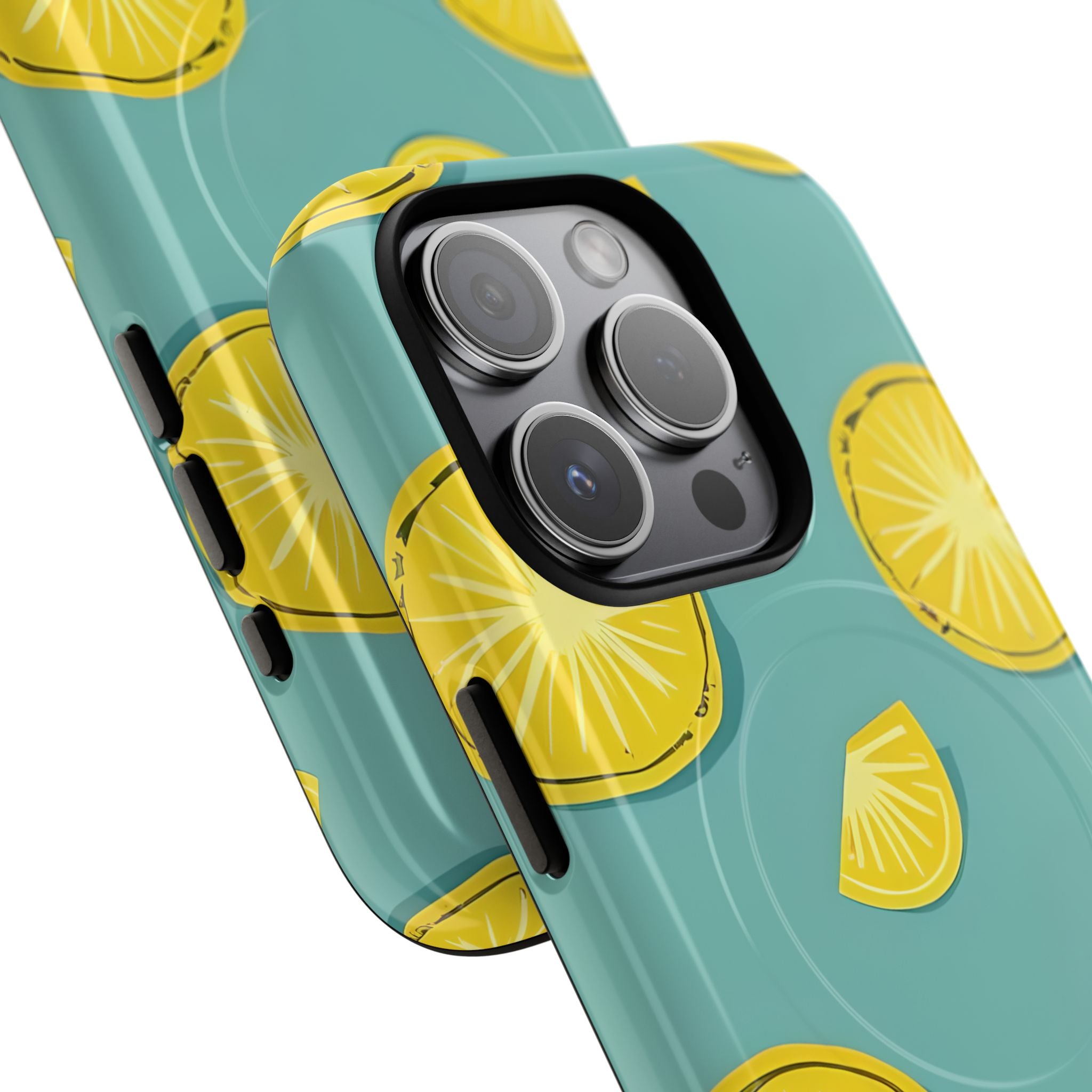Bright Yellow Pineapple Slice on Teal iPhone 15 - Tough+