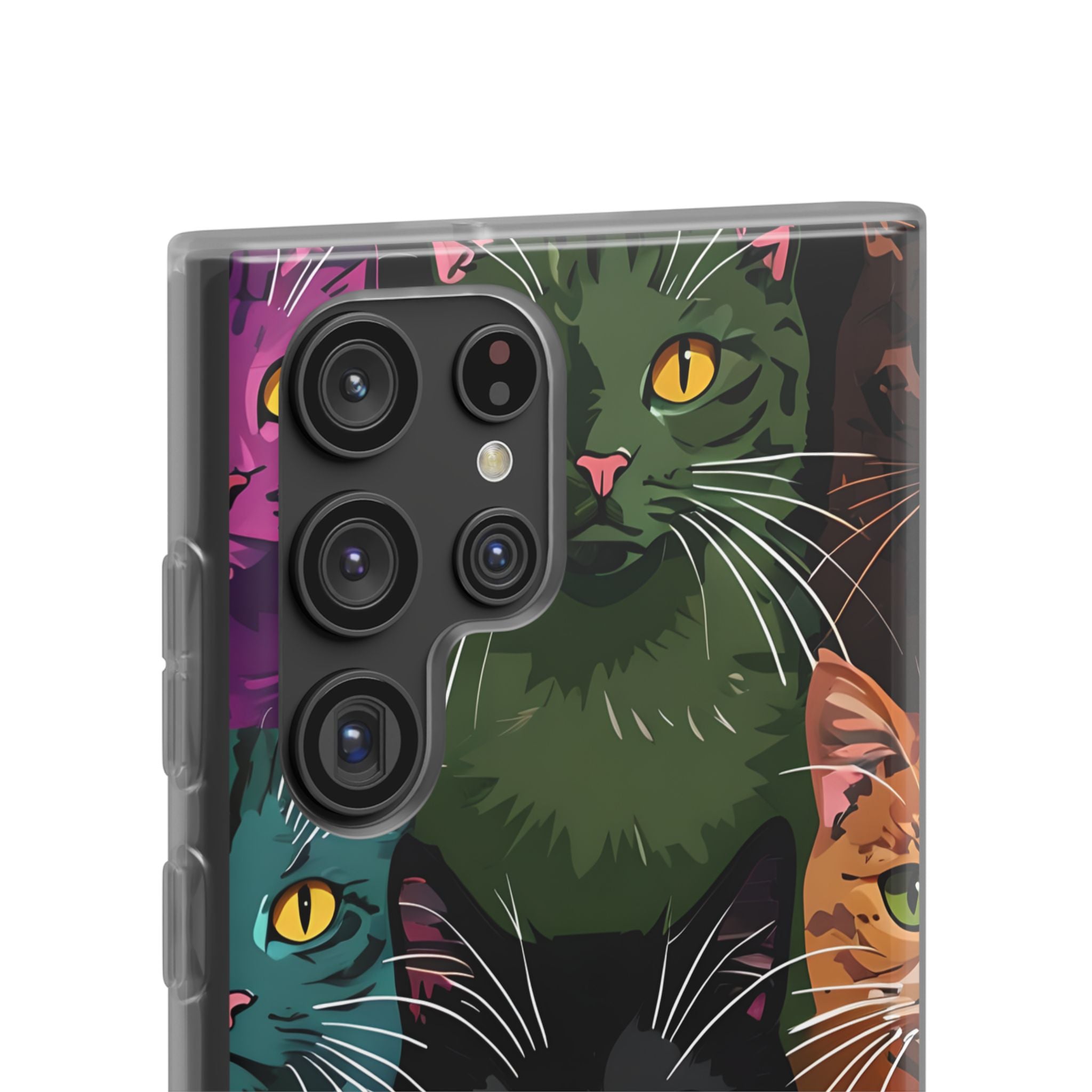 Teal Cat Grid Samsung S22 Ultra Case - Soft