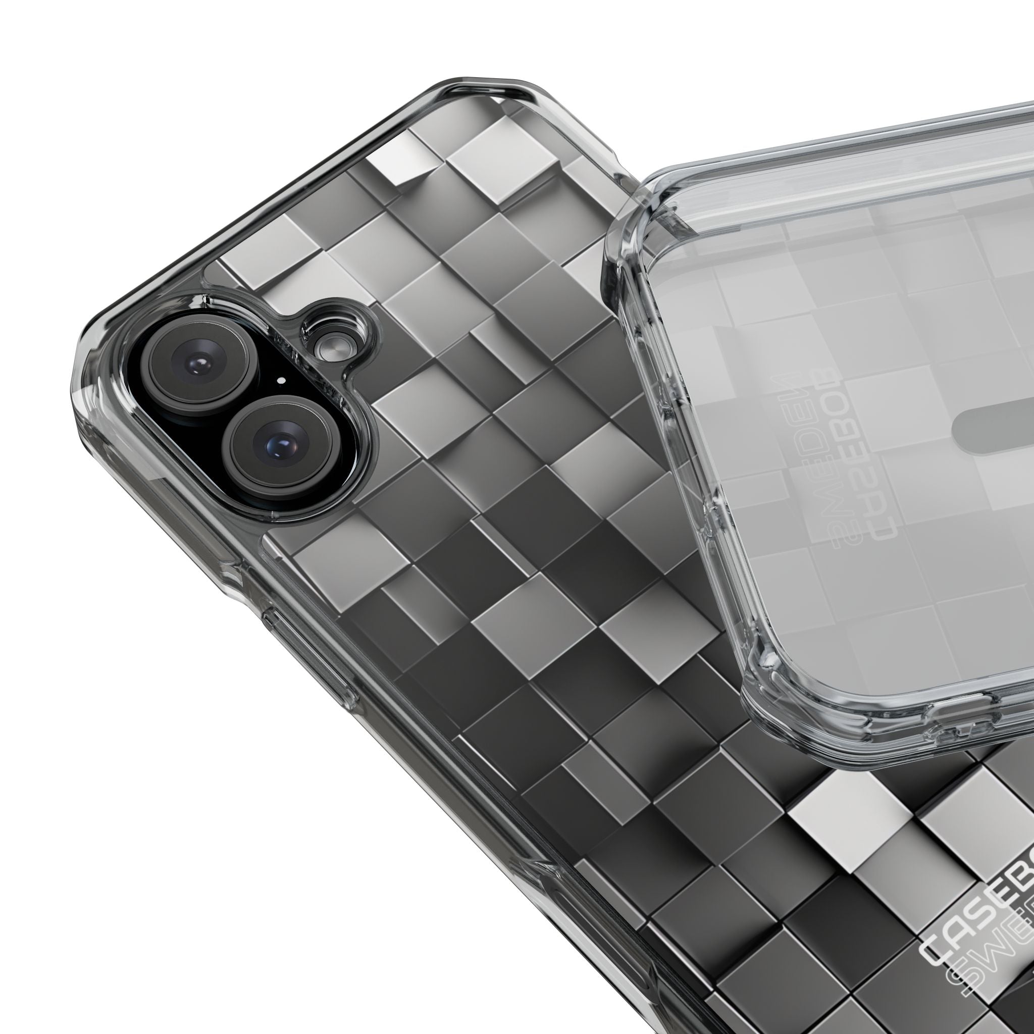 Monochrome Cube Depth iPhone 16 - Impact Clear+