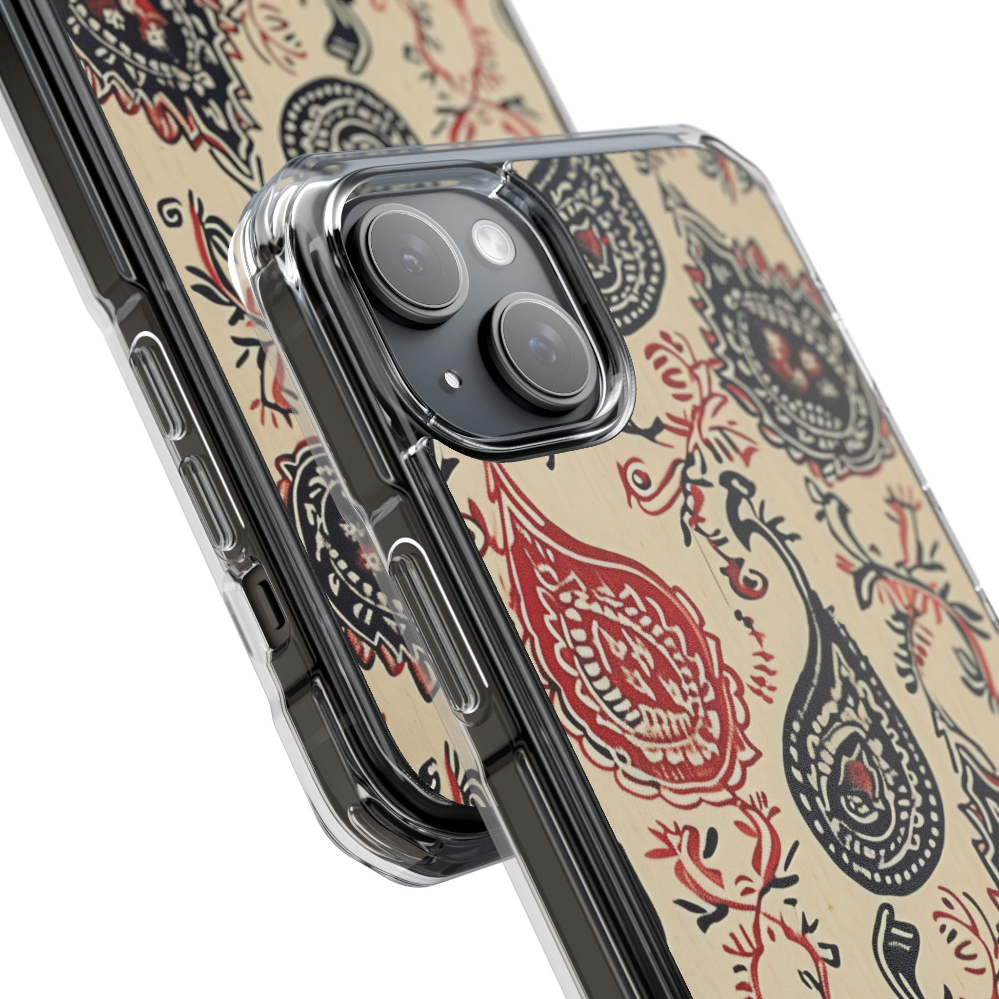 Navy Paisley Swirl iPhone 15 - Impact Clear+