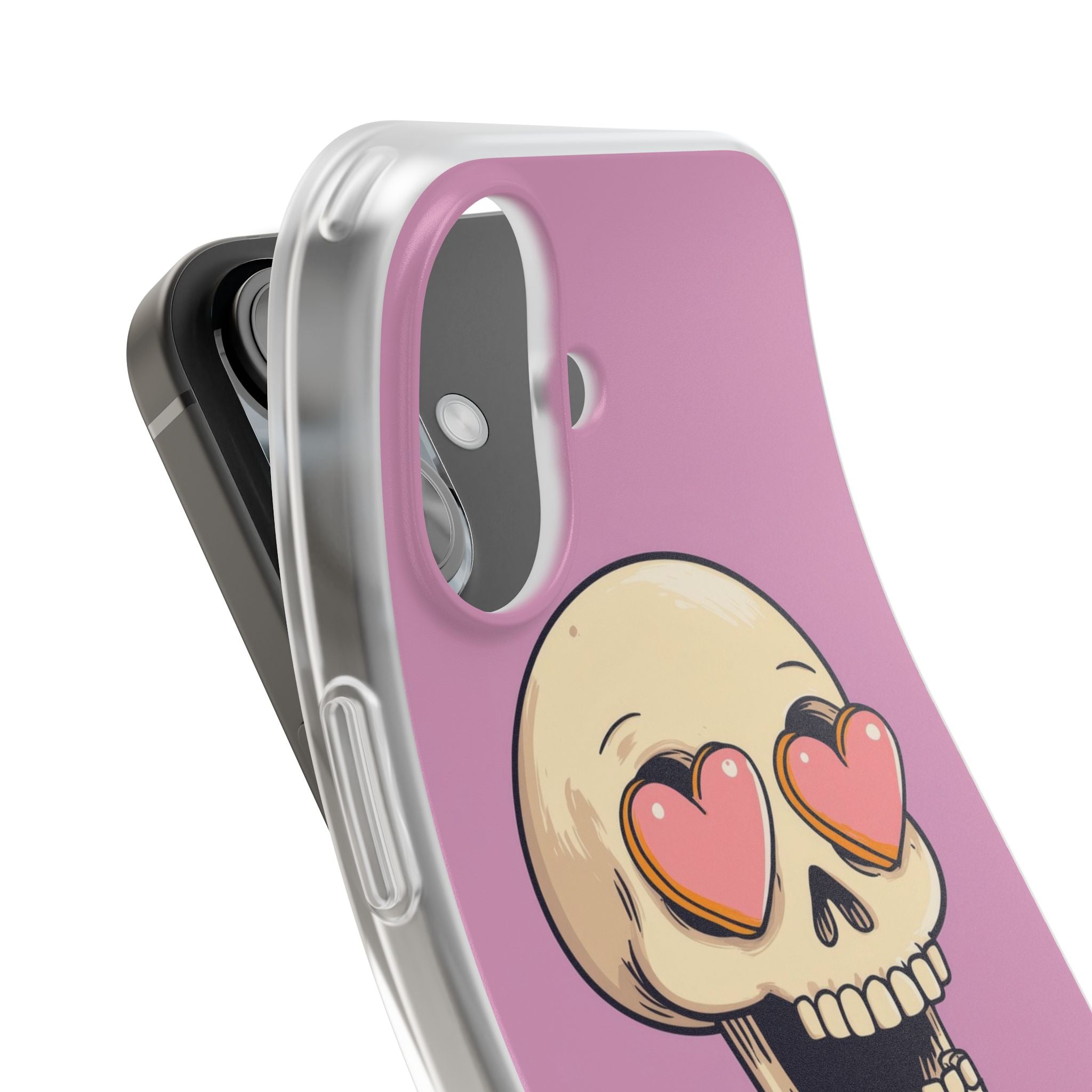 Heart Eyed Skull iPhone 16 Case - Soft