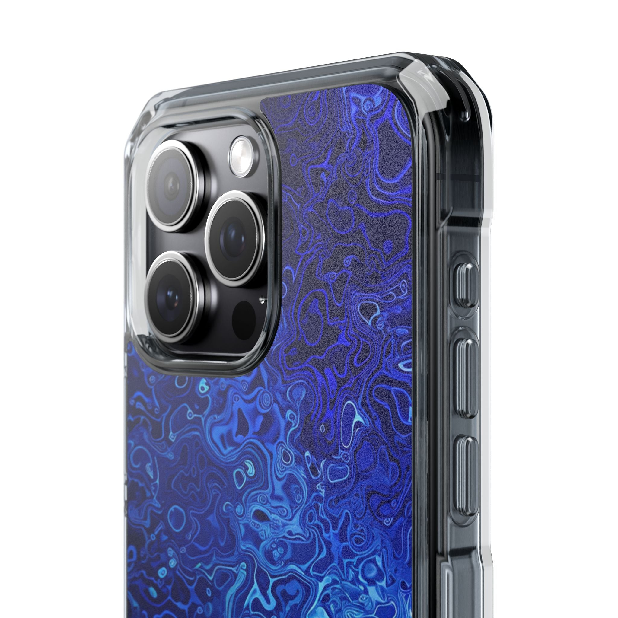 Swirling Blue Currents iPhone 15 - Impact Clear+