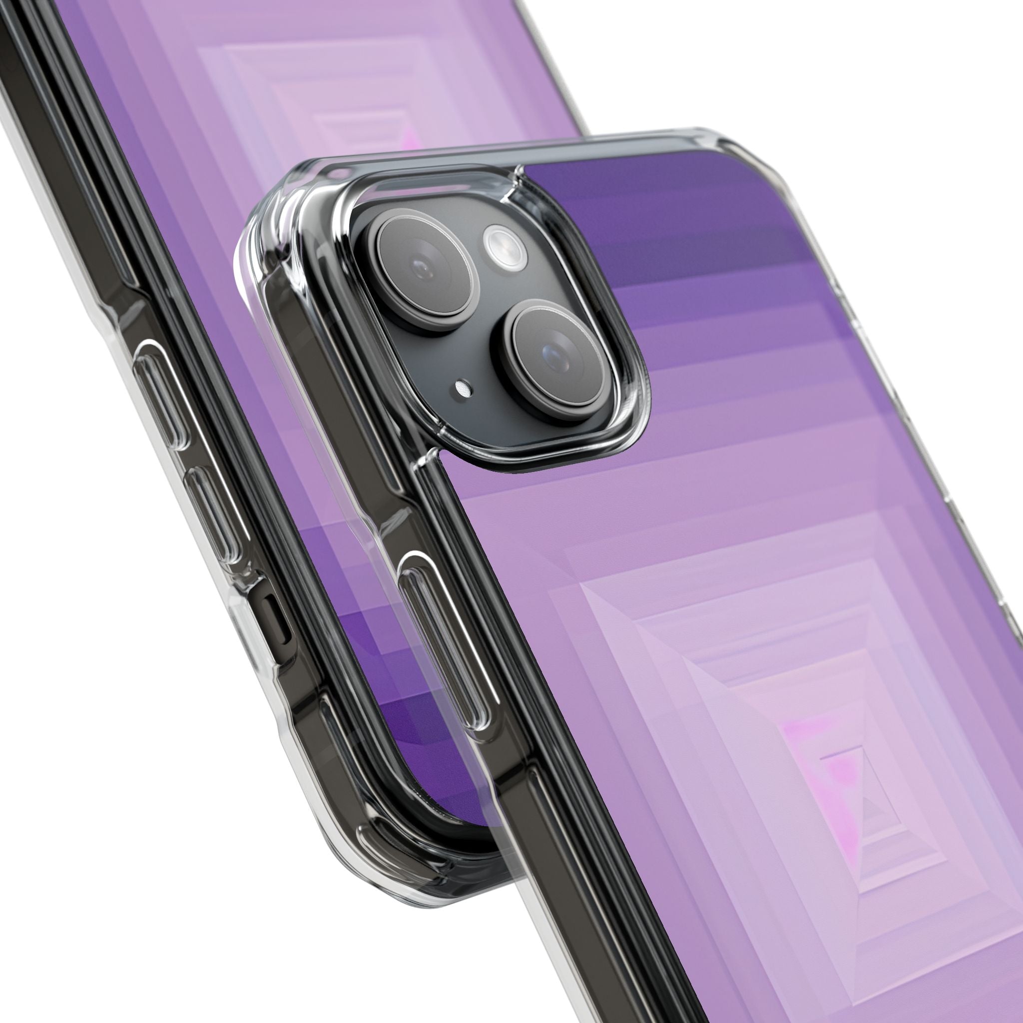 Paarse Geometrie Vortex iPhone 15 - Impact Clear+