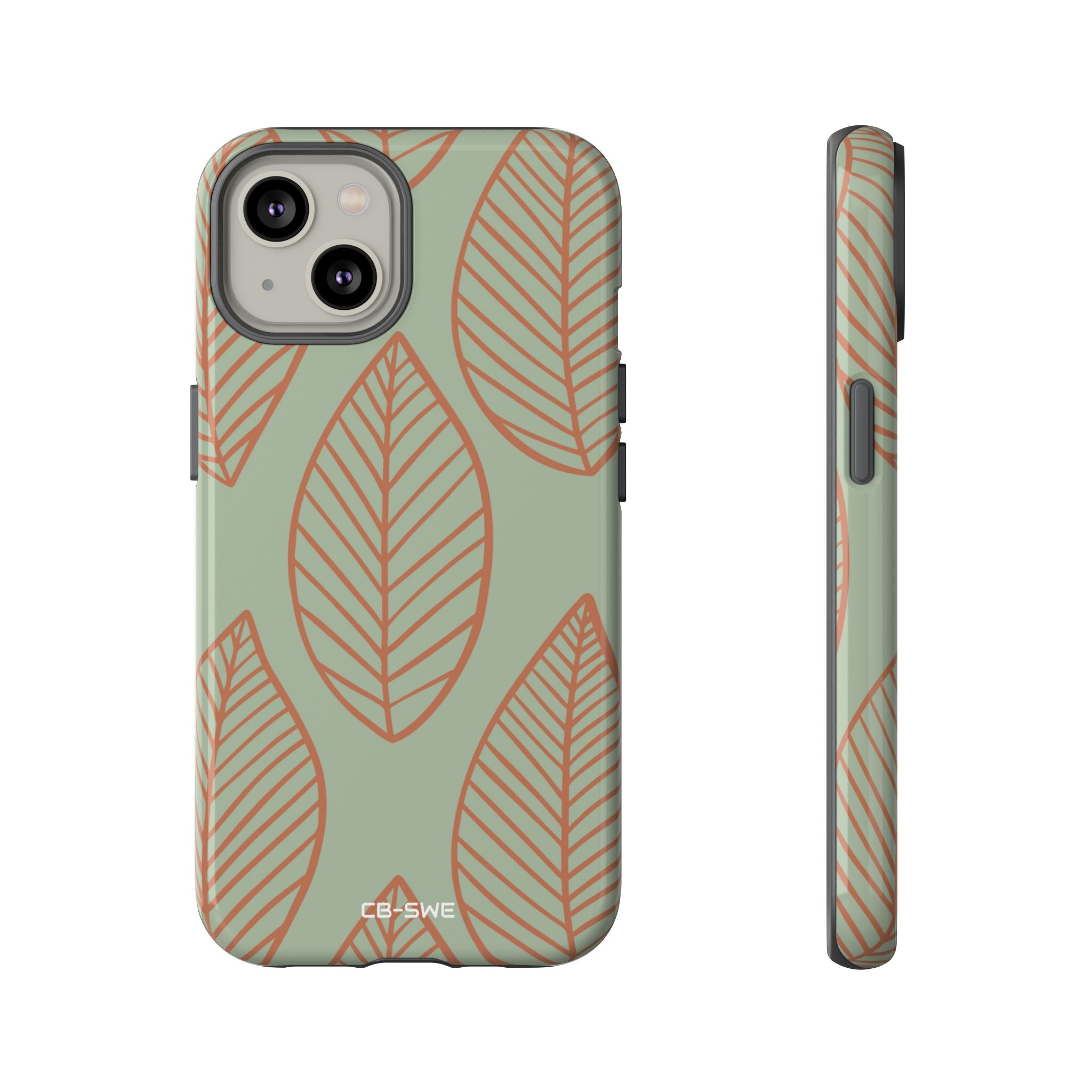 Mint and Orange Leaves - iPhone Case