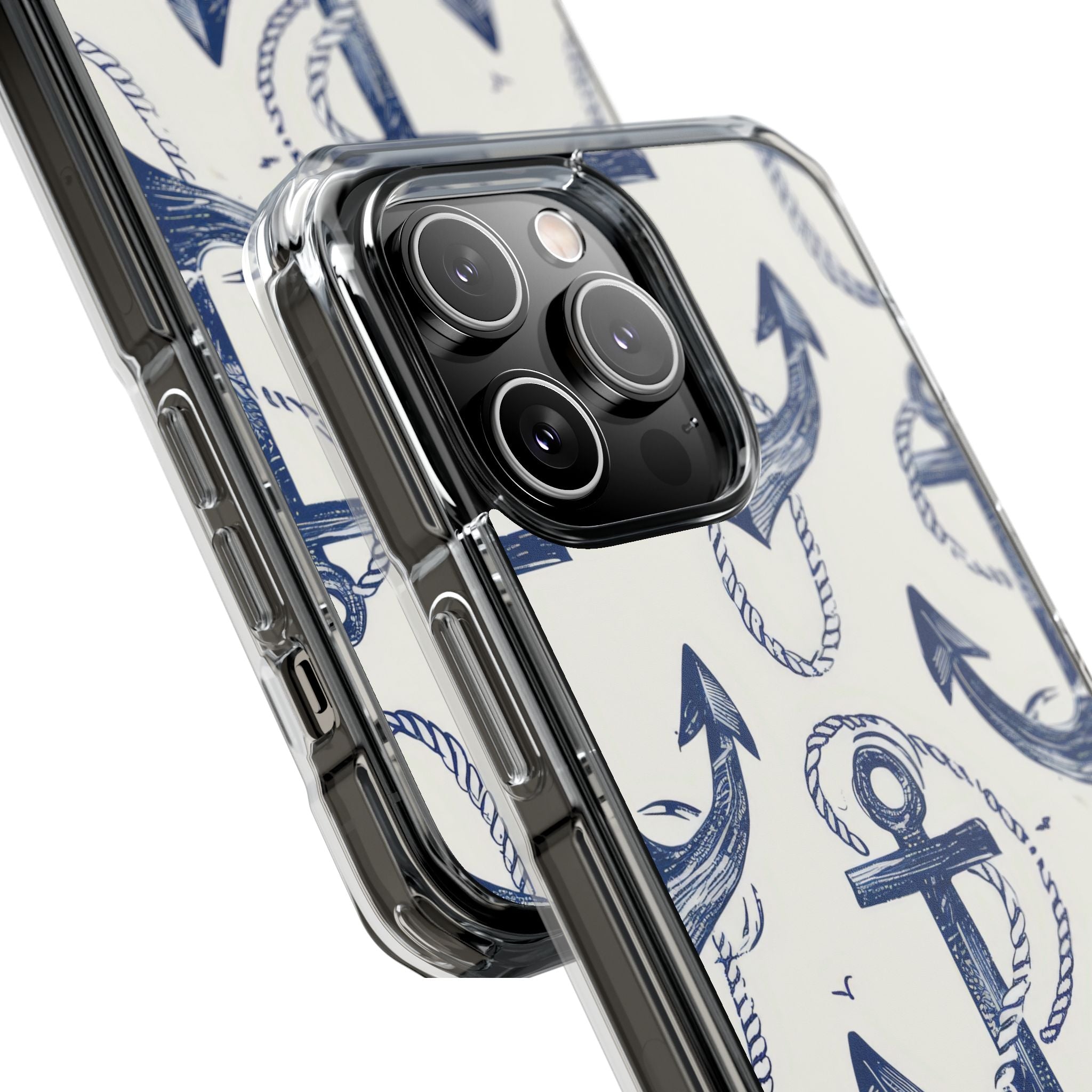 Navy Anchor Tapestry iPhone 14 - Impact Clear+